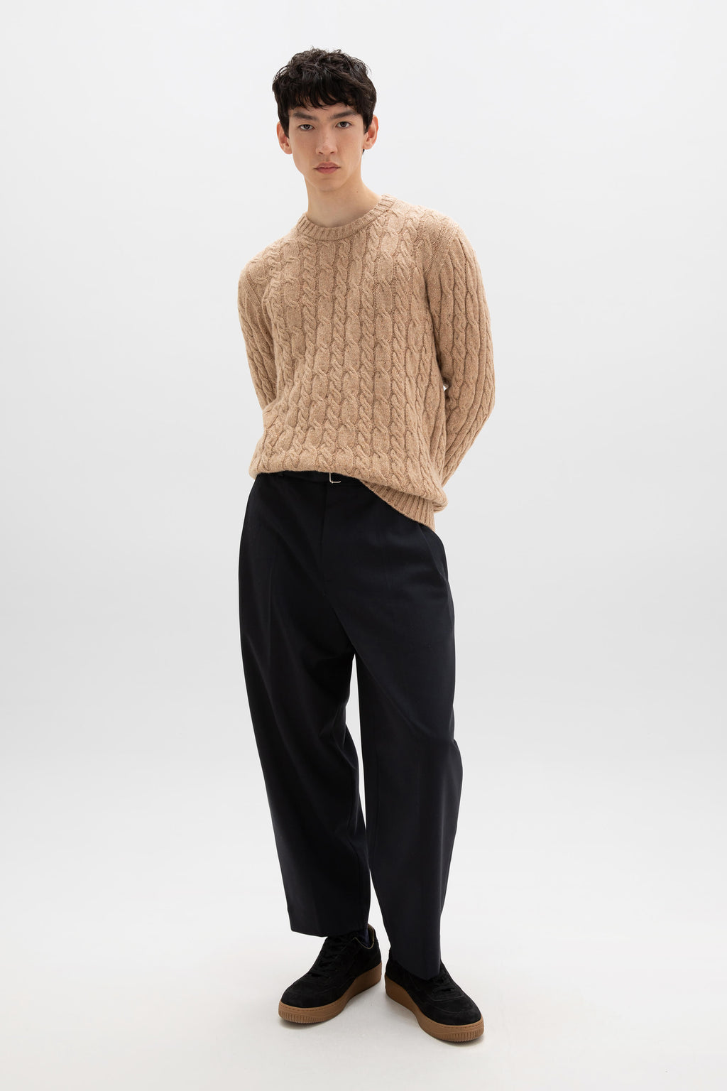 Johnstons of Elgin - Donegal Cable Knit Camel Jumper