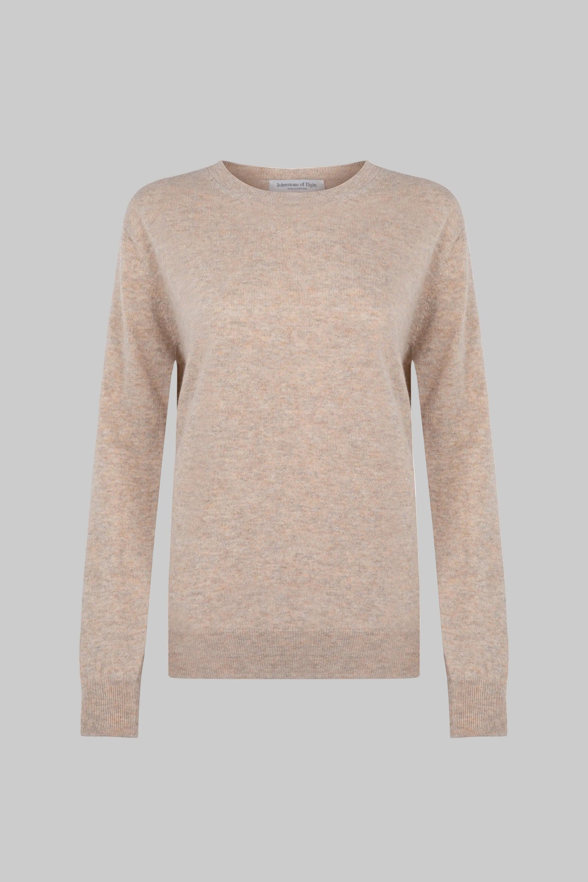 Johnstons of Elgin - Oatmeal Cashmere Round Neck Jumper