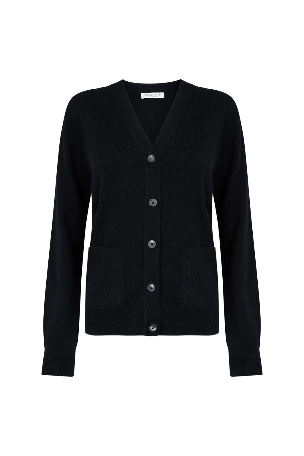Johnstons of Elgin - Black Cashmere Boyfriend Cardigan
