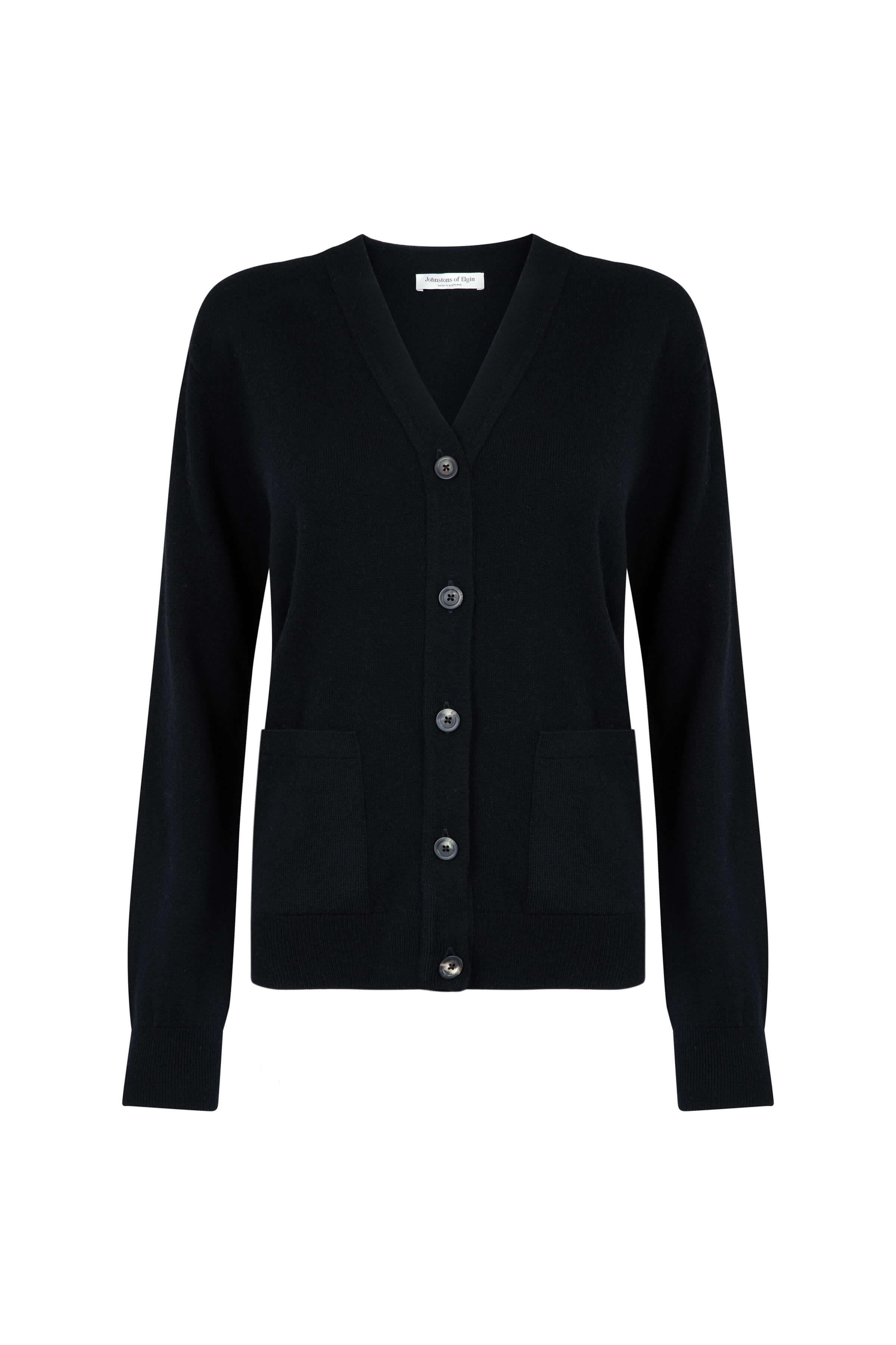 Johnstons of Elgin - Black Cashmere Boyfriend Cardigan
