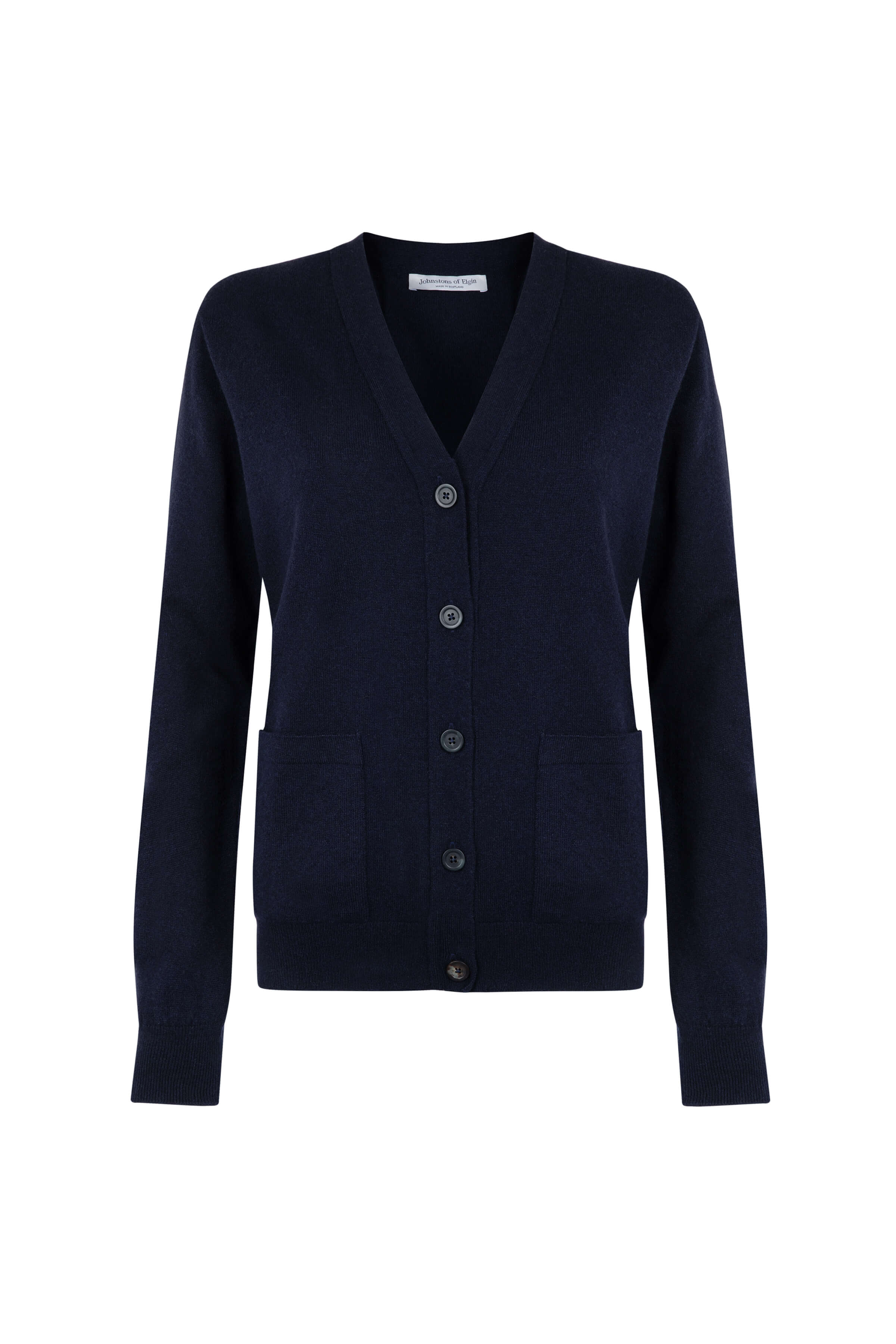 Johnstons of Elgin - Classic Cashmere Navy Boyfriend Cardigan