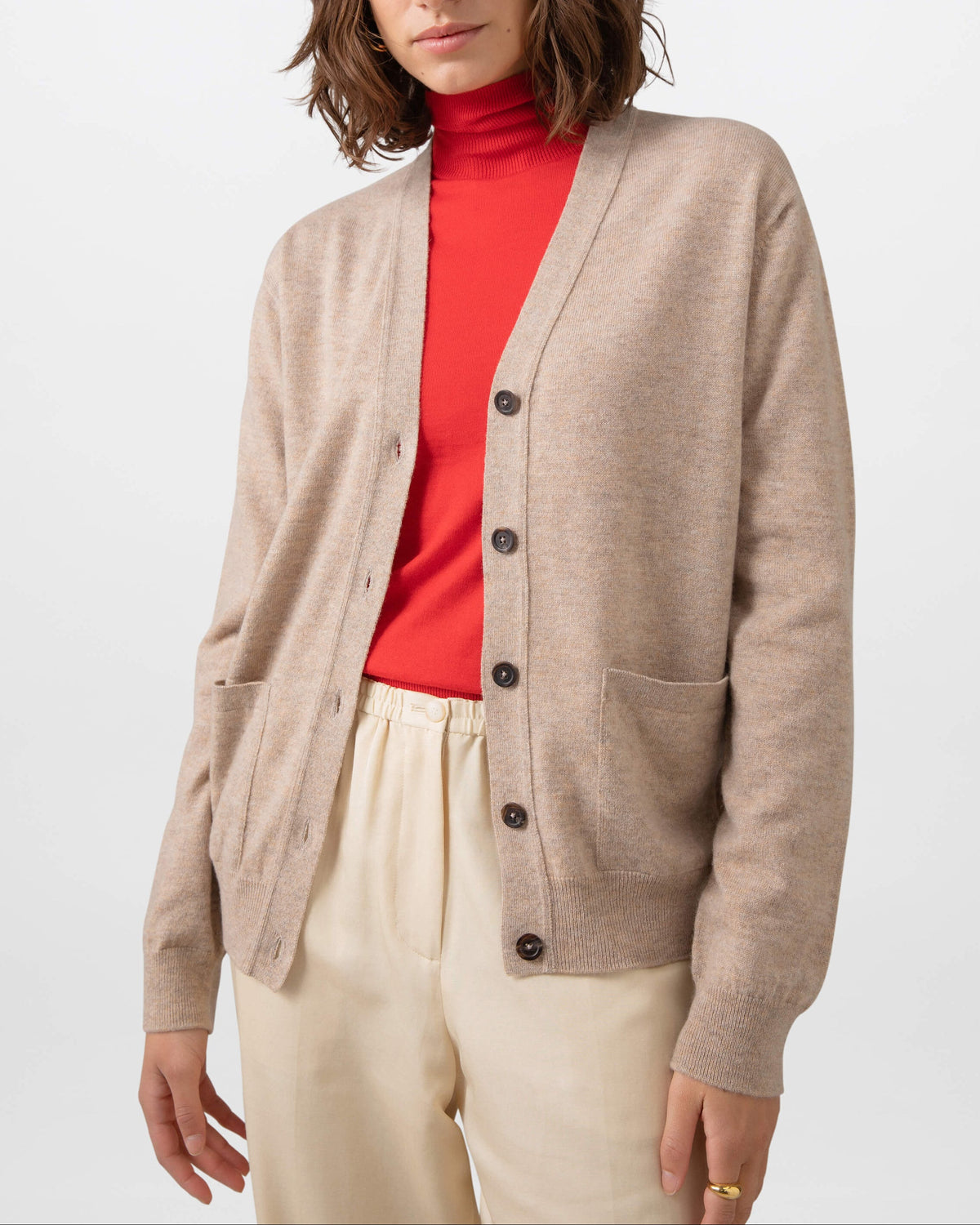 Johnstons of Elgin - Natural Cashmere Boyfriend Cardigan