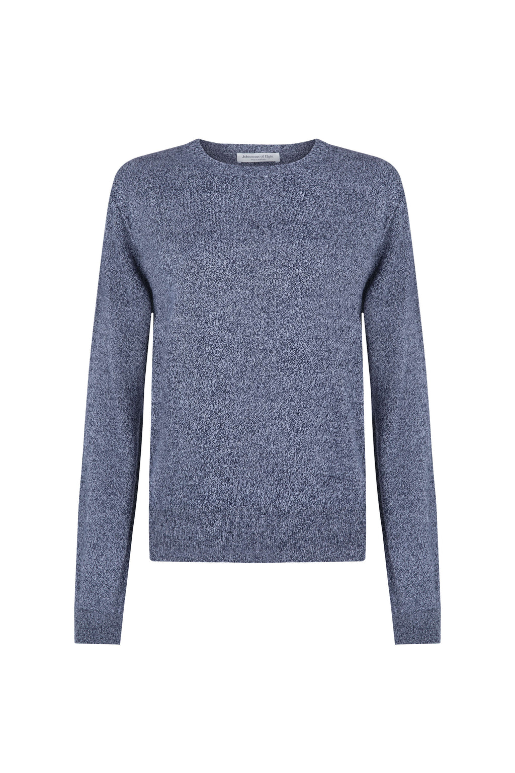 Johnstons of Elgin - Navy Marl Cashmere Round Neck Jumper