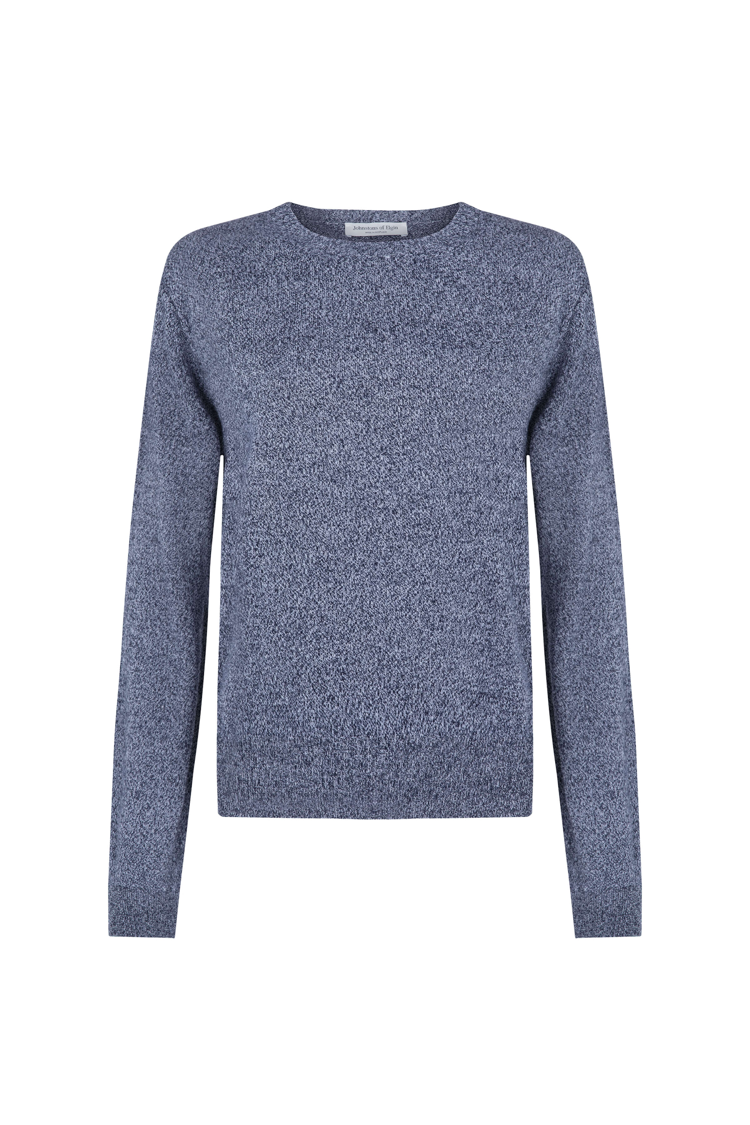 Johnstons of Elgin - Navy Marl Cashmere Round Neck Jumper