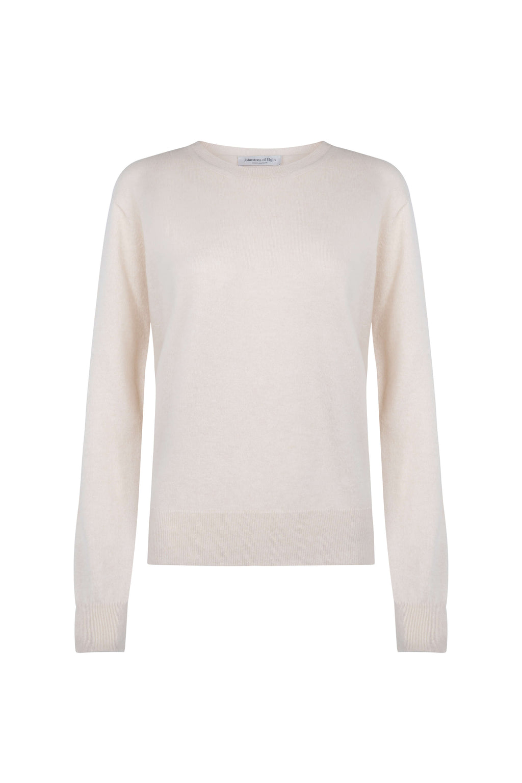 Johnstons of Elgin - Cream Cashmere Round Neck Jumper