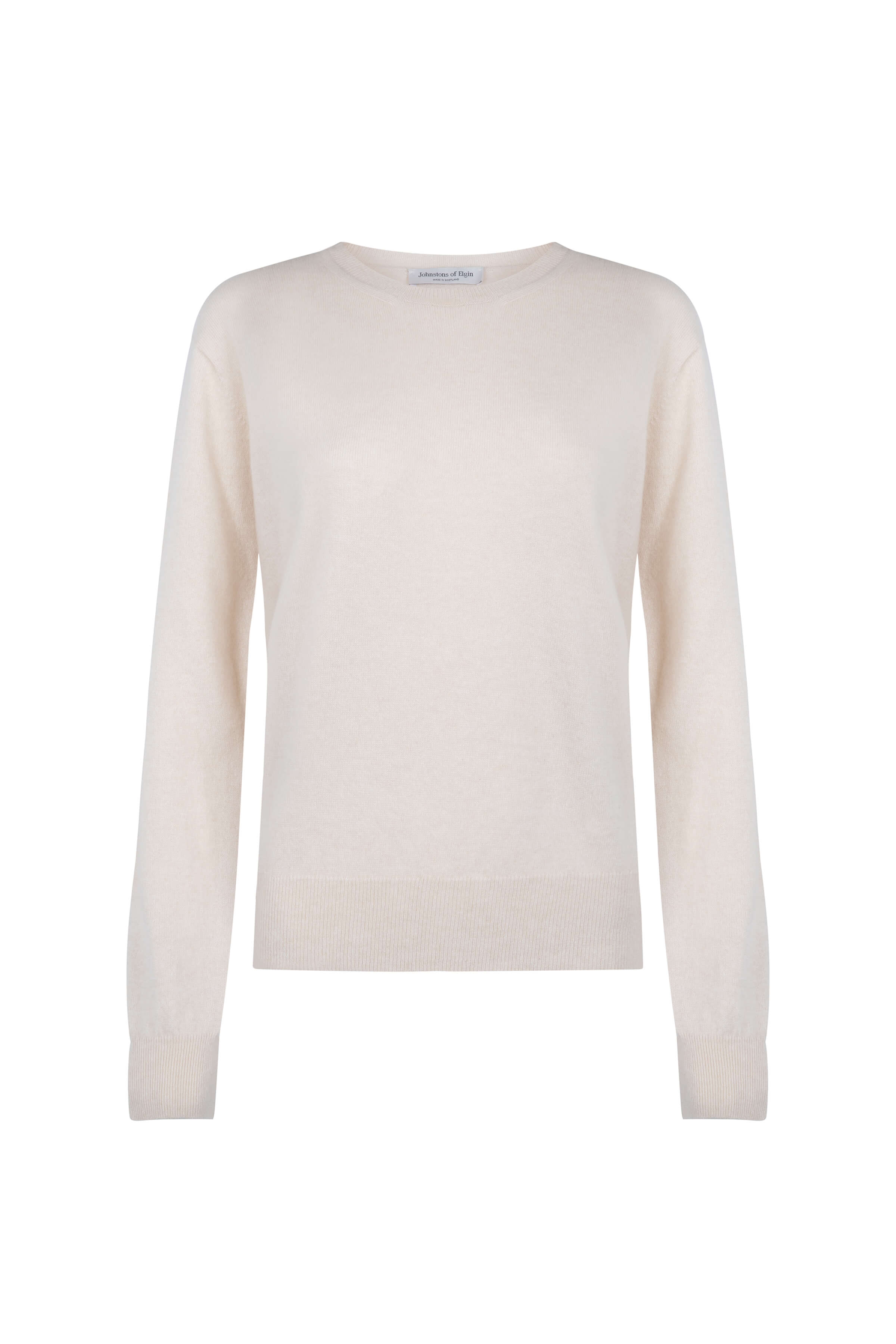 Johnstons of Elgin - Cream Cashmere Round Neck Jumper