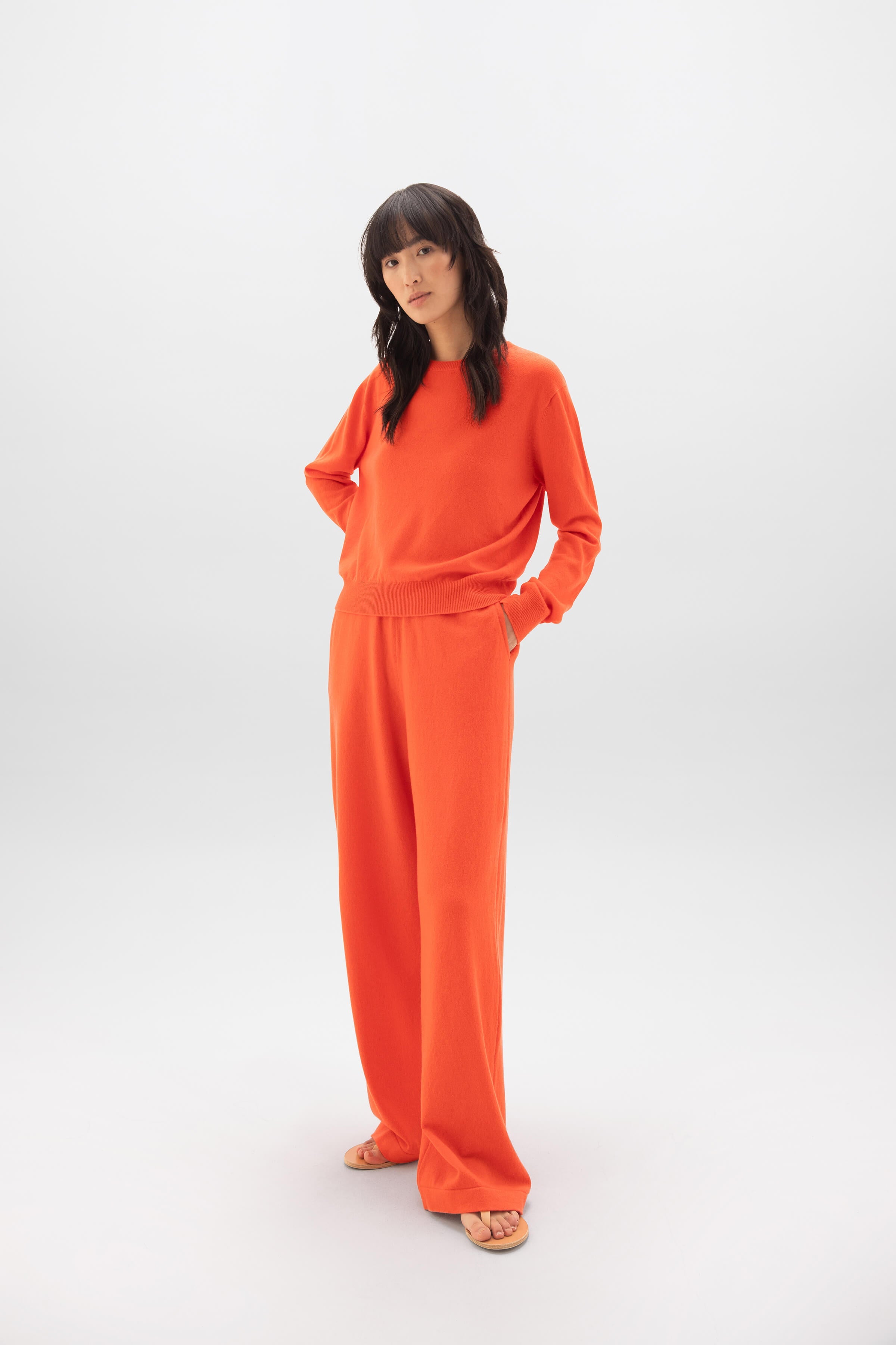 Johnstons of Elgin - Orange Cashmere Round Neck Jumper