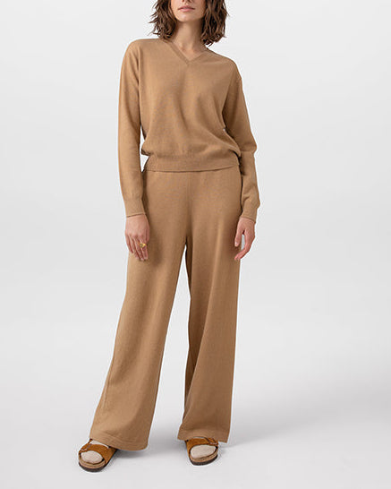 Johnstons of Elgin - Women's Camel Petite Wide Leg Culottes