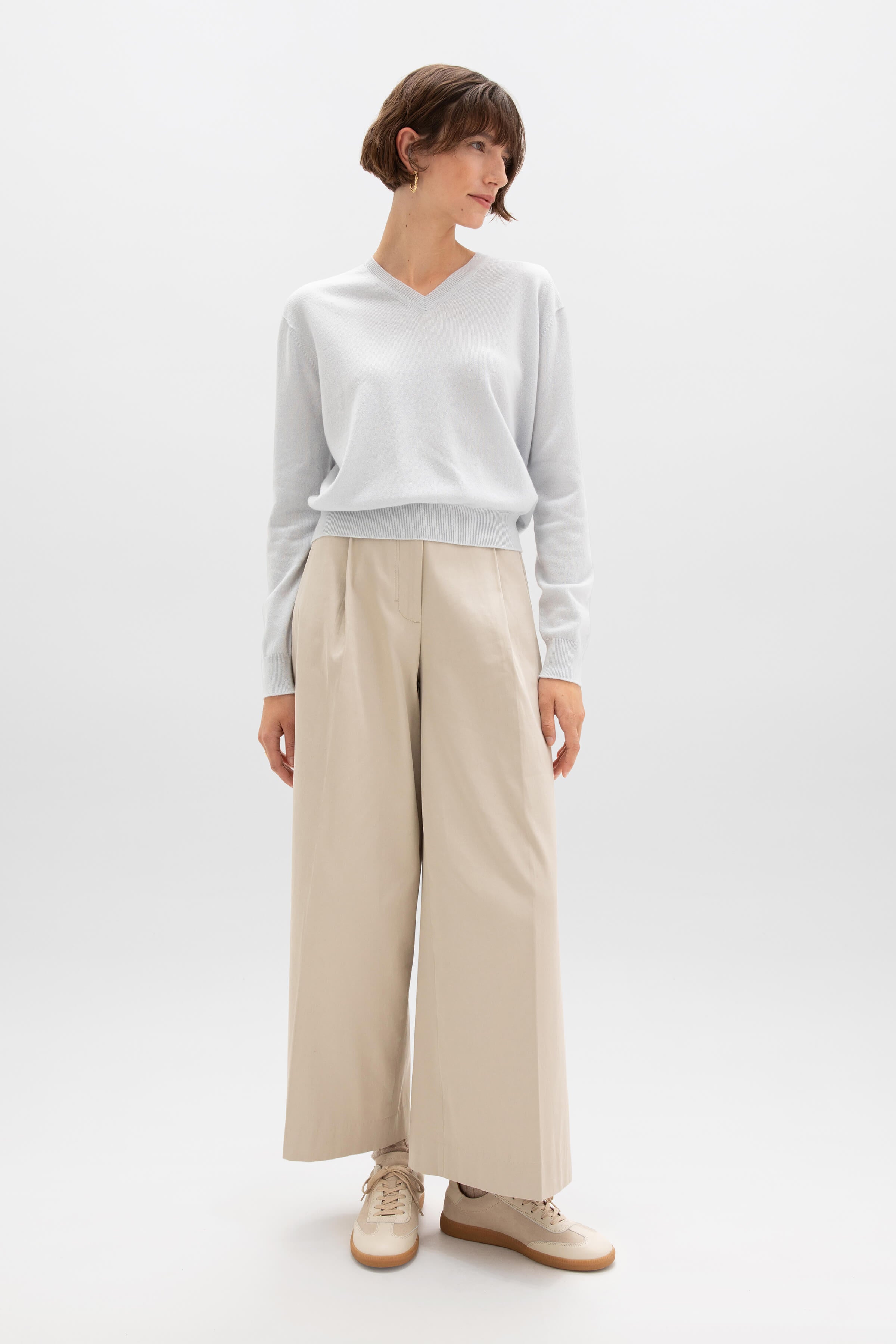 Johnstons of Elgin - Light Blue Cashmere V Neck Jumper