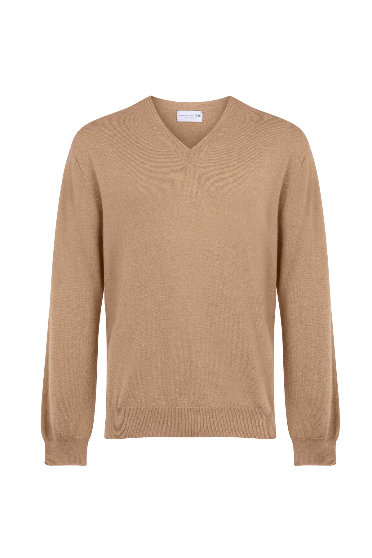 Johnstons of Elgin - Camel Cashmere V Neck Jumper