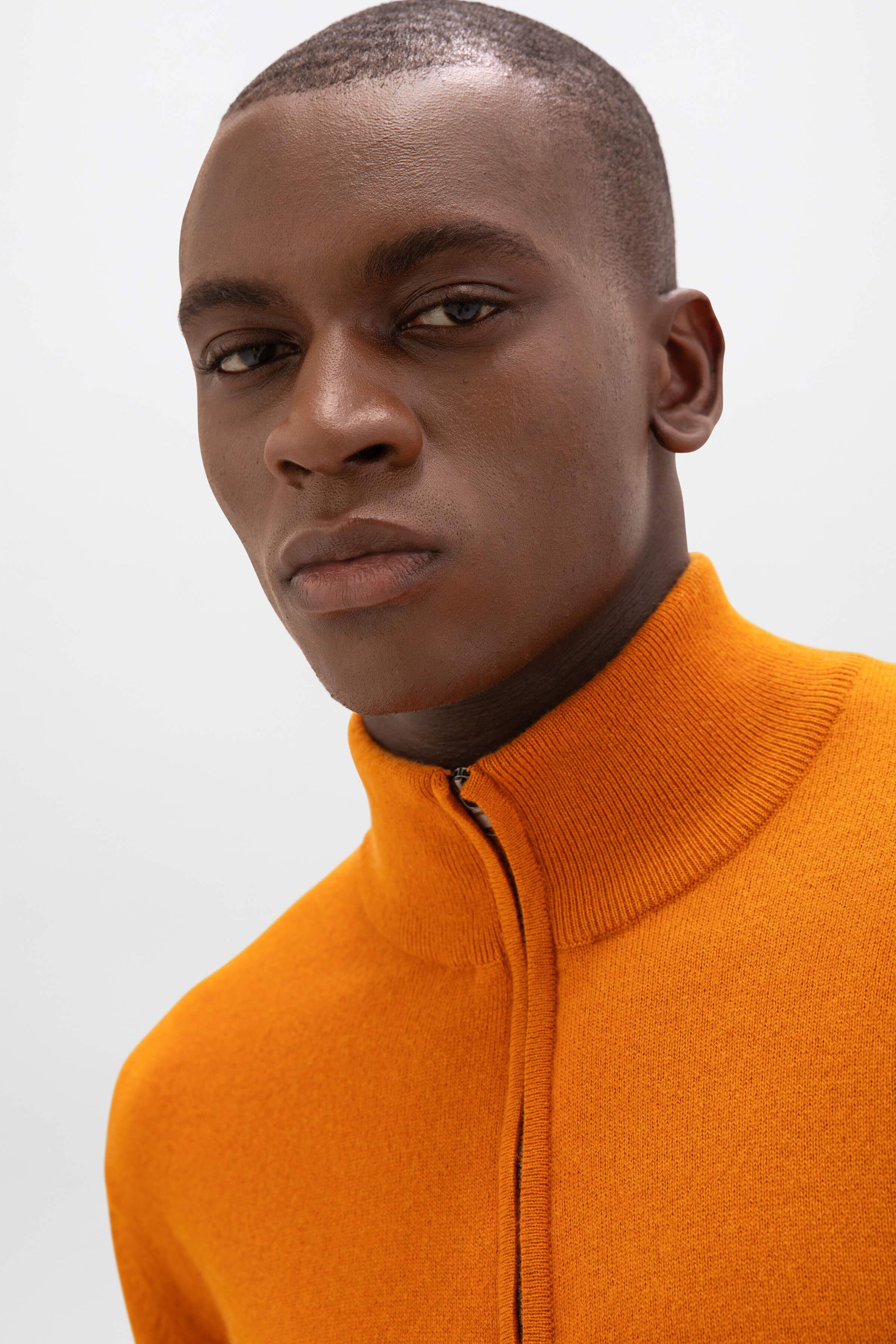 Johnstons of Elgin - Orange Cashmere Zip Neck Jumper