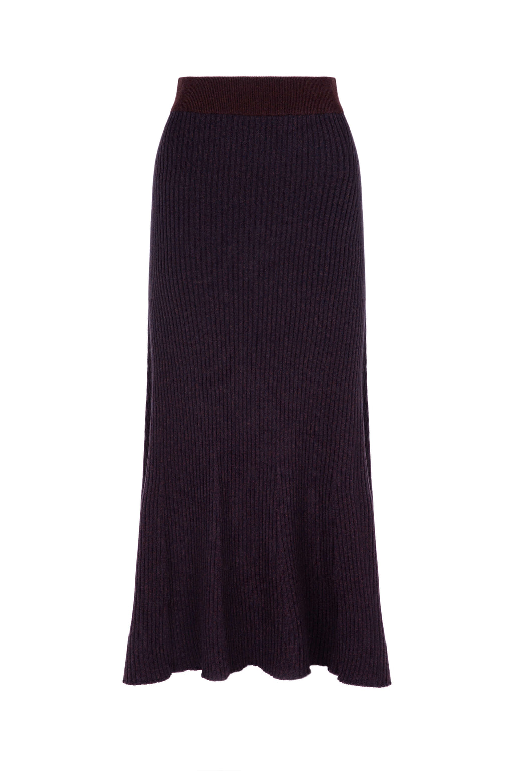 Johnstons of Elgin - Ribbed Marl Dark Brown Cashmere Skirt
