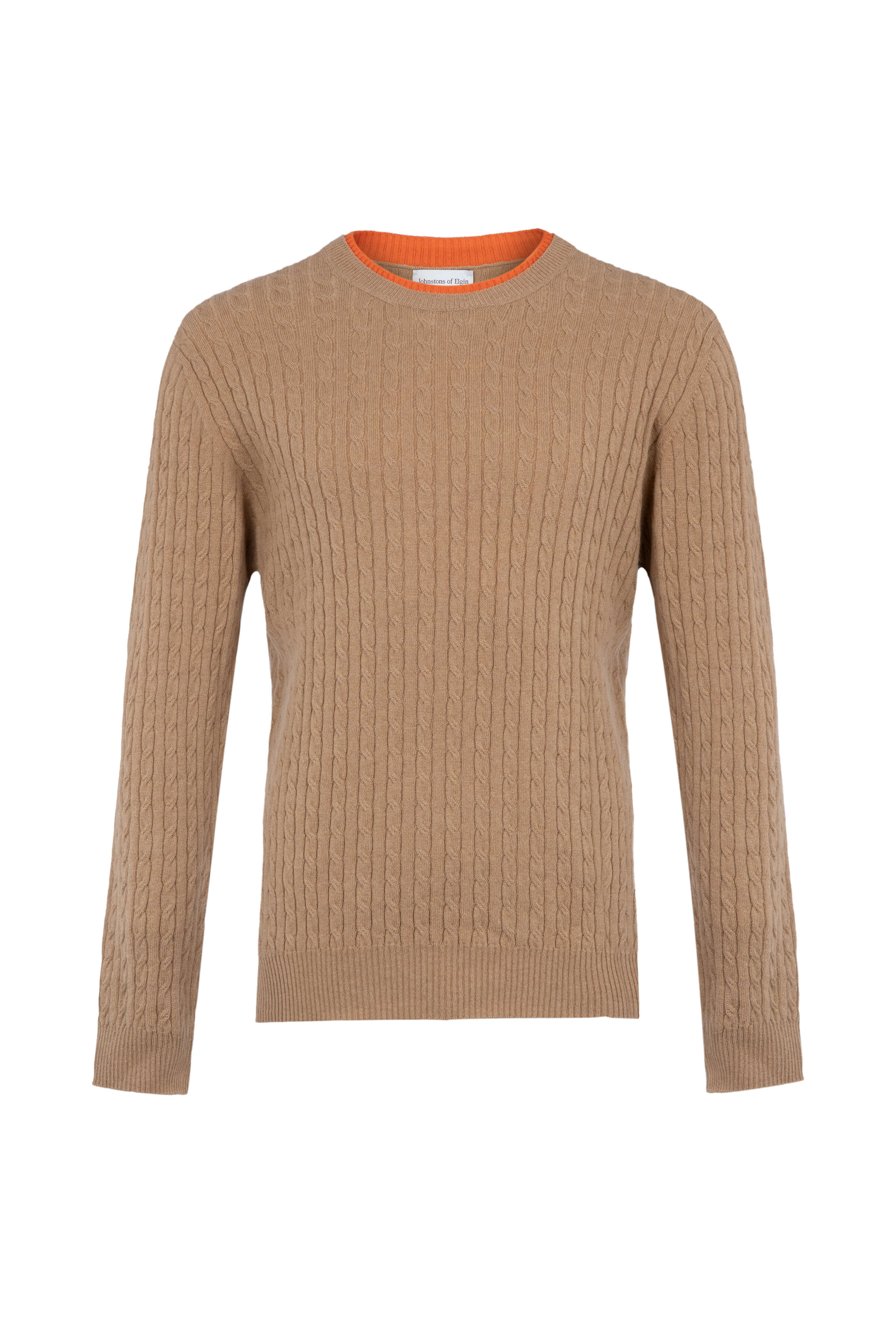 Johnstons of Elgin - Contrast Trim Unisex Cable Cashmere Sweater