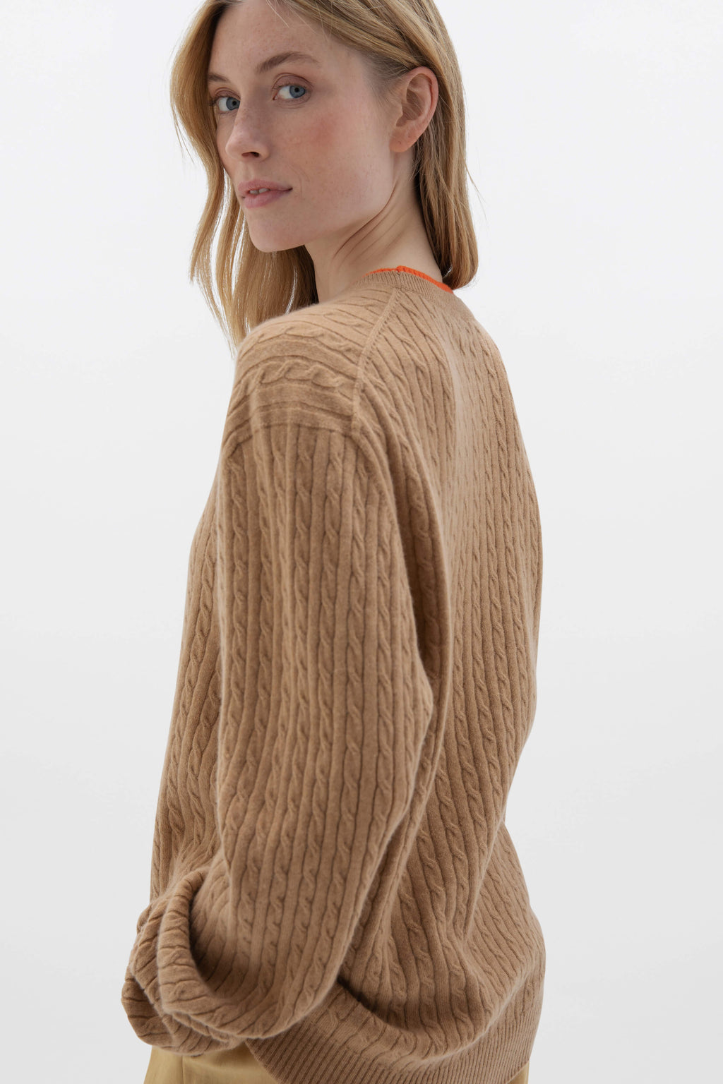 Johnstons of Elgin - Contrast Trim Unisex Cable Cashmere Sweater