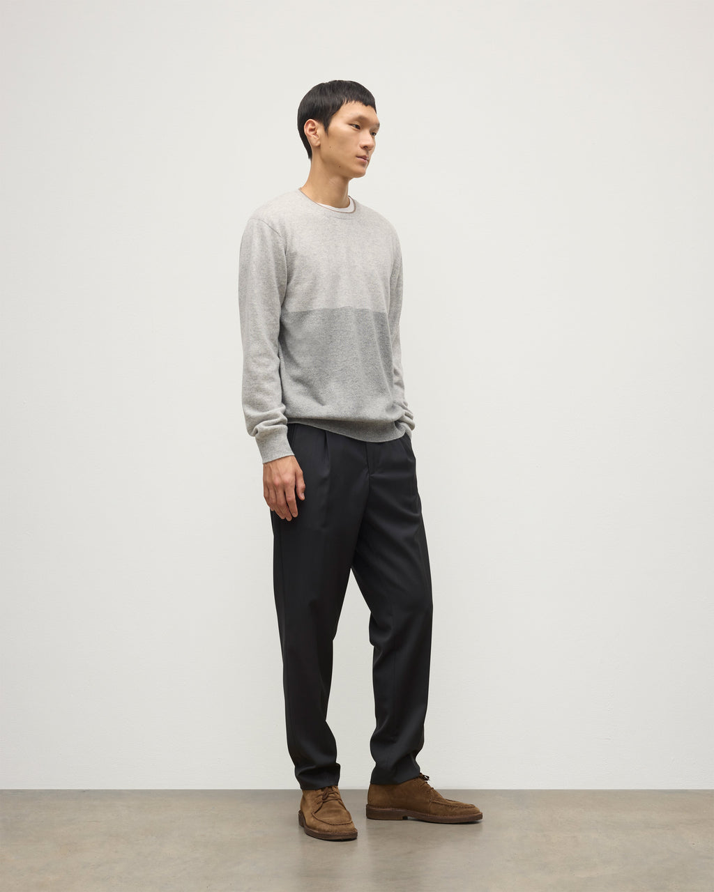 Johnstons of Elgin - Shaded Grey Colour Block Cashmere Jumper