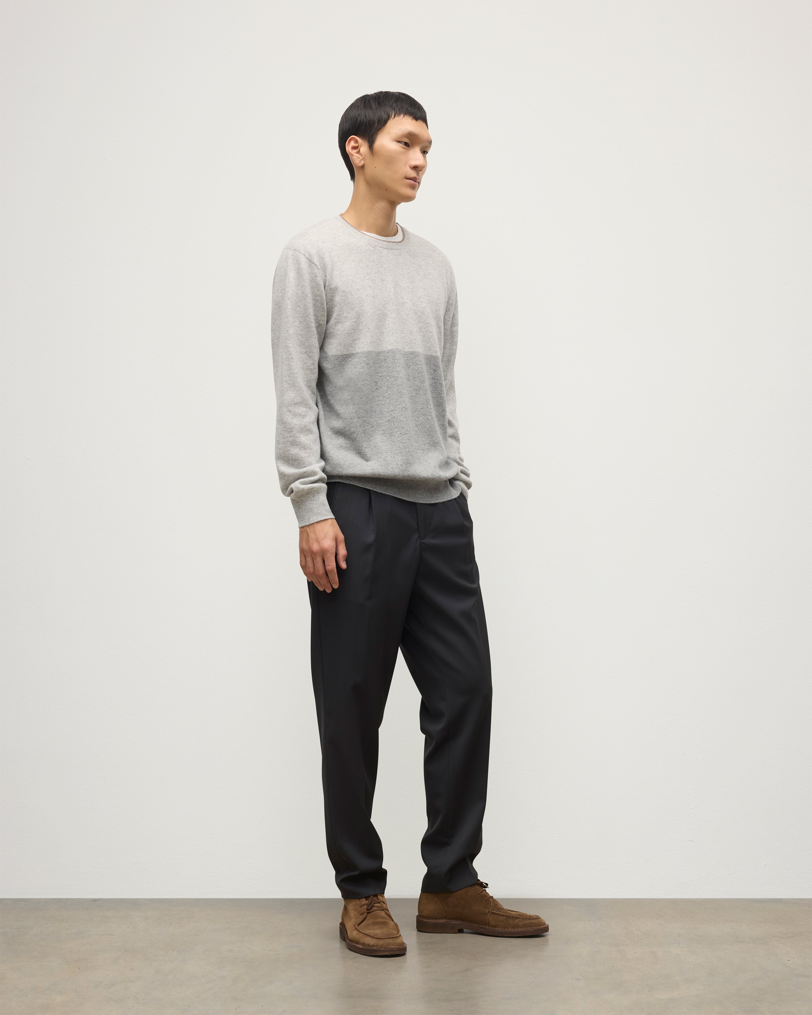 Johnstons of Elgin - Shaded Grey Colour Block Cashmere Jumper