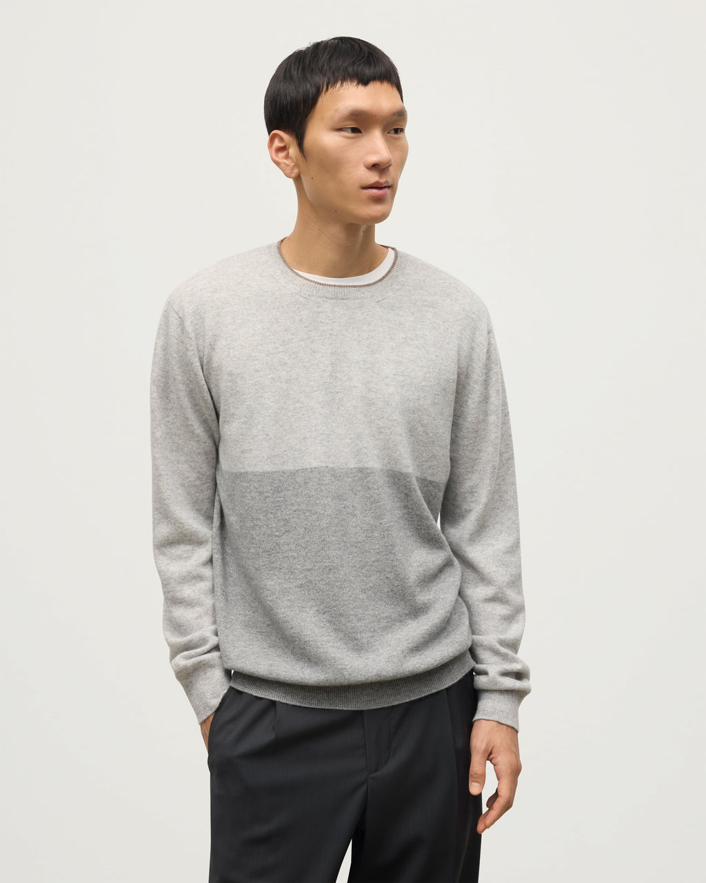 Johnstons of Elgin - Shaded Grey Colour Block Cashmere Jumper