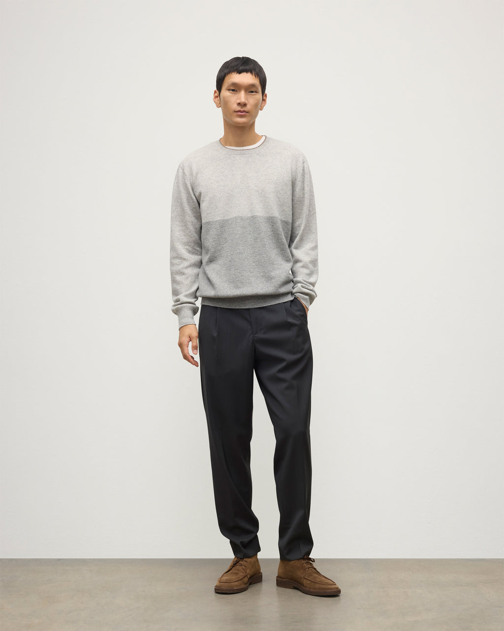 Johnstons of Elgin - Shaded Grey Colour Block Cashmere Jumper