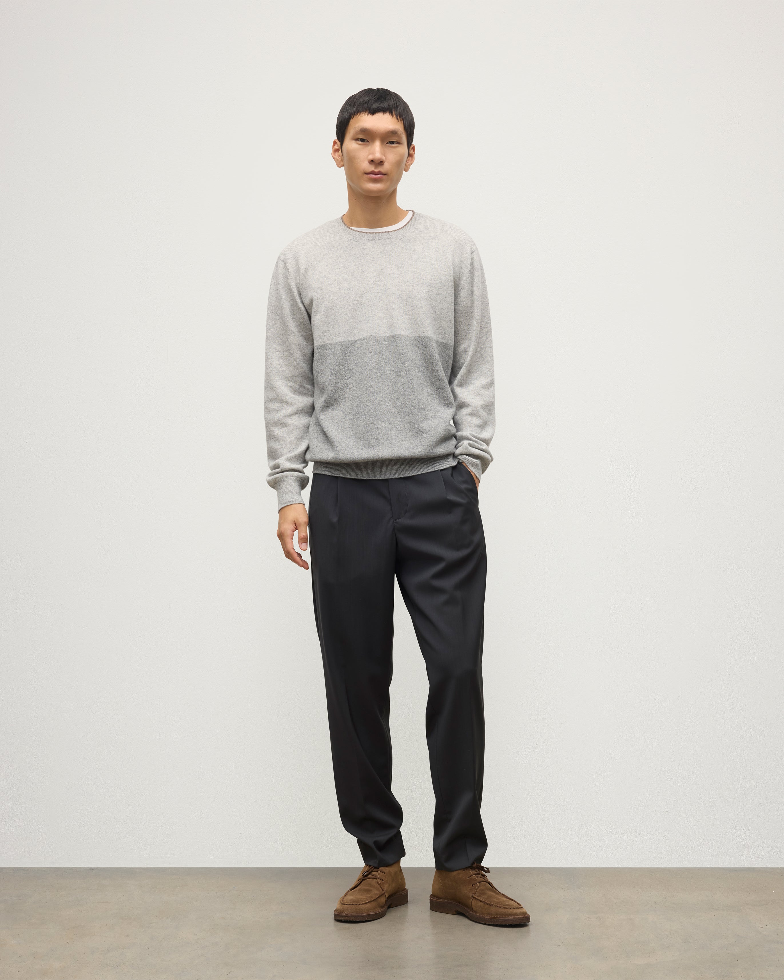Johnstons of Elgin - Shaded Grey Colour Block Cashmere Jumper