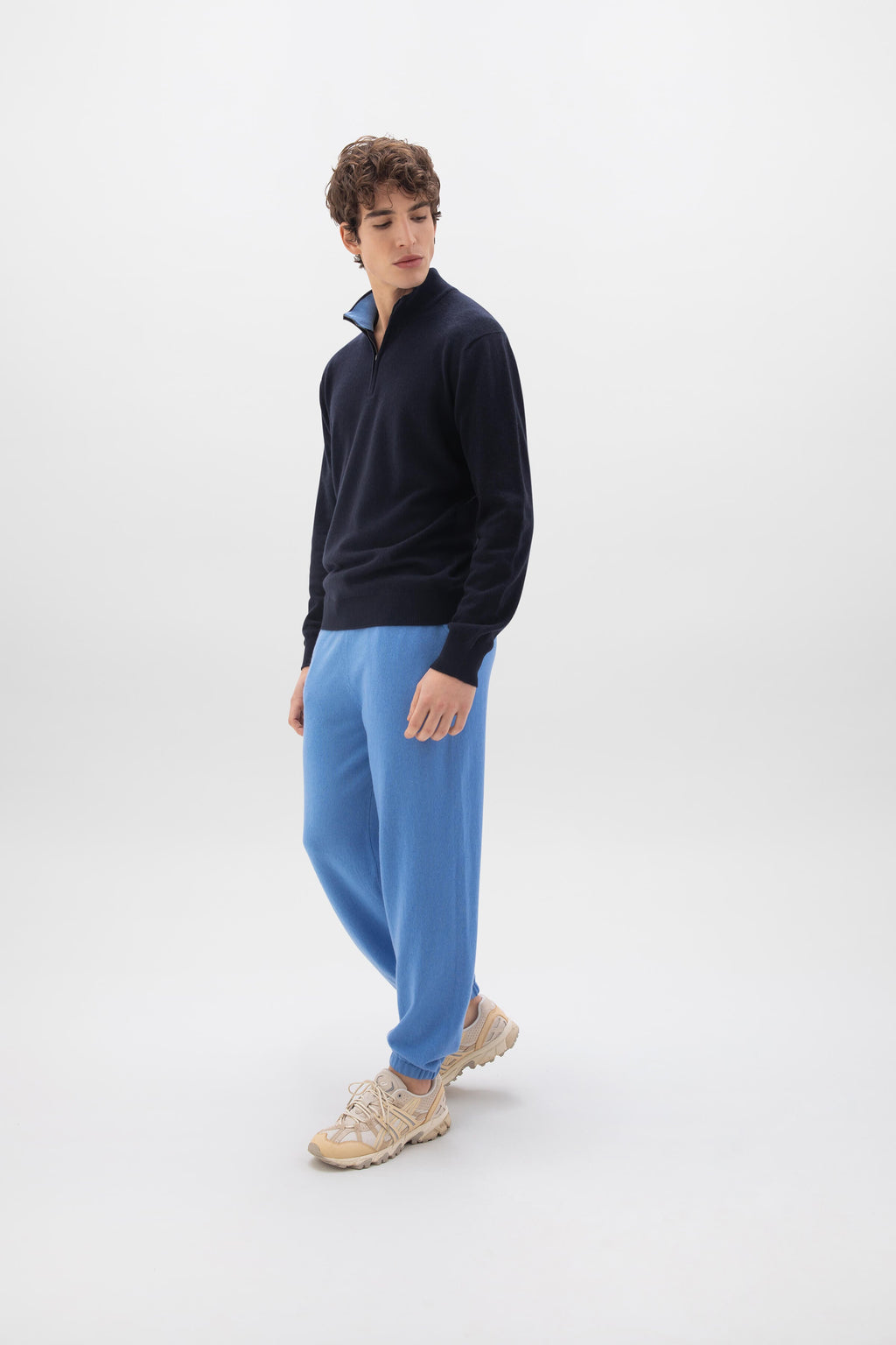Johnstons of Elgin - Performance Cashmere Cuffed Blue Joggers
