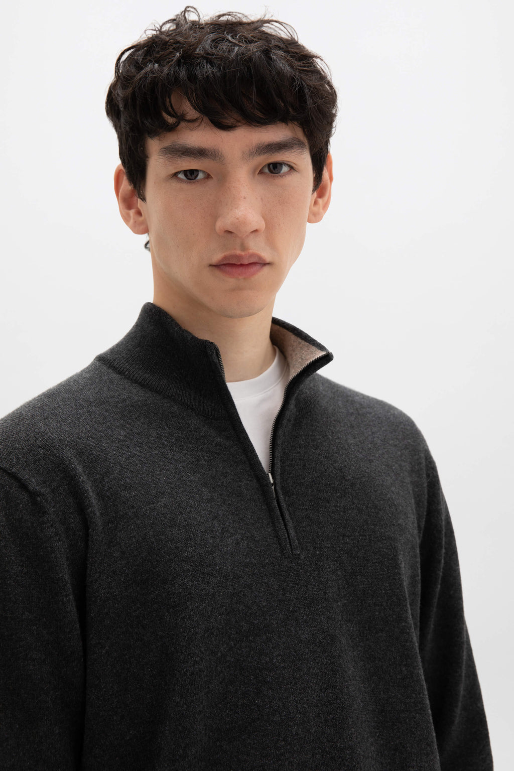 Johnstons of Elgin - Dark Grey Contrast Trim Cashmere Jumper