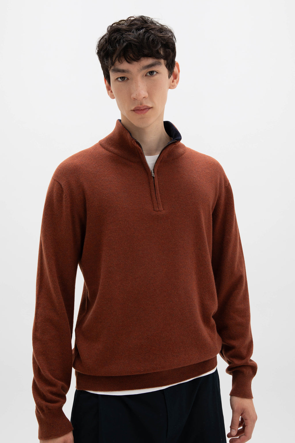 Johnstons of Elgin - Red Contrast Trim Cashmere Jumper