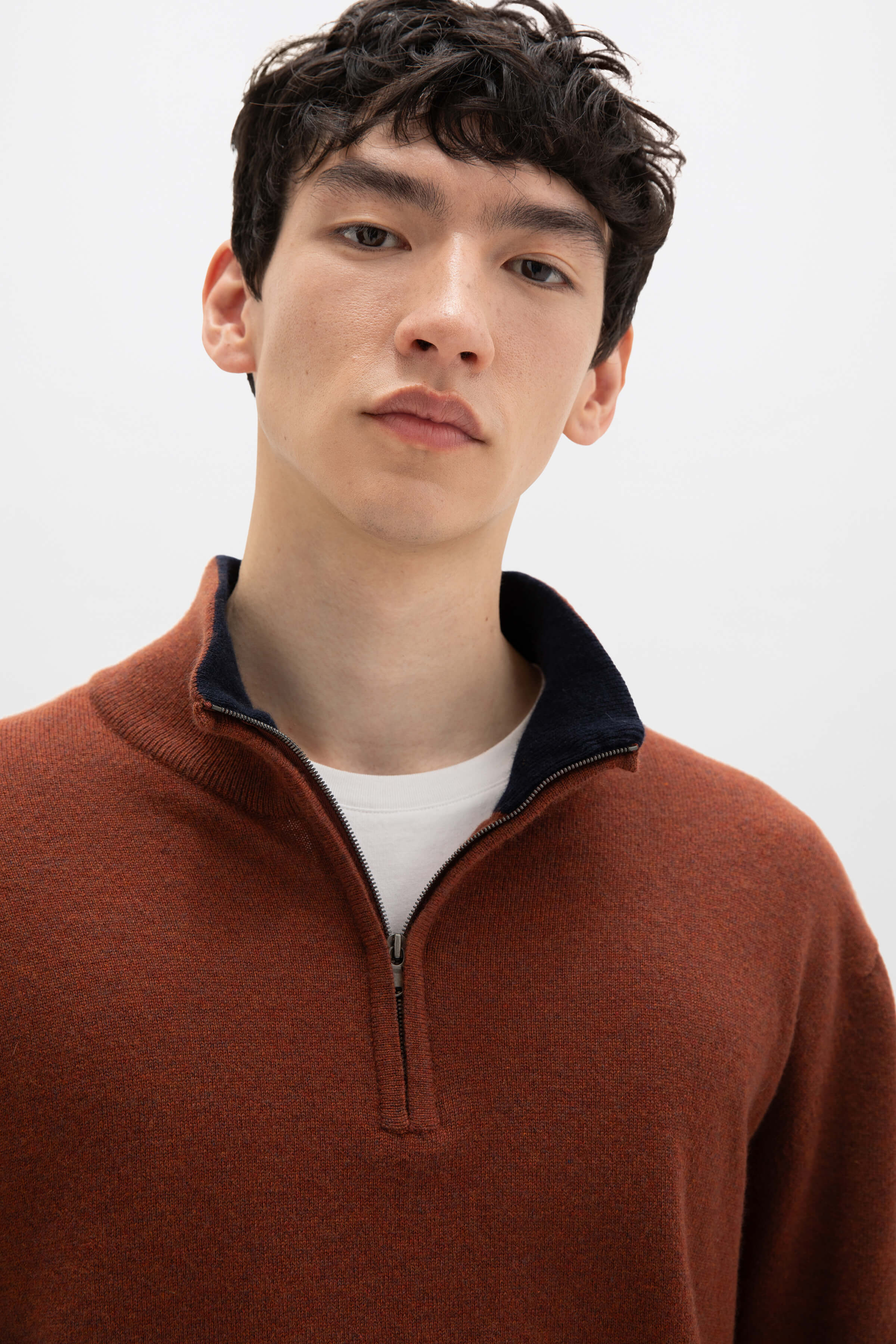 Johnstons of Elgin - Red Contrast Trim Cashmere Jumper