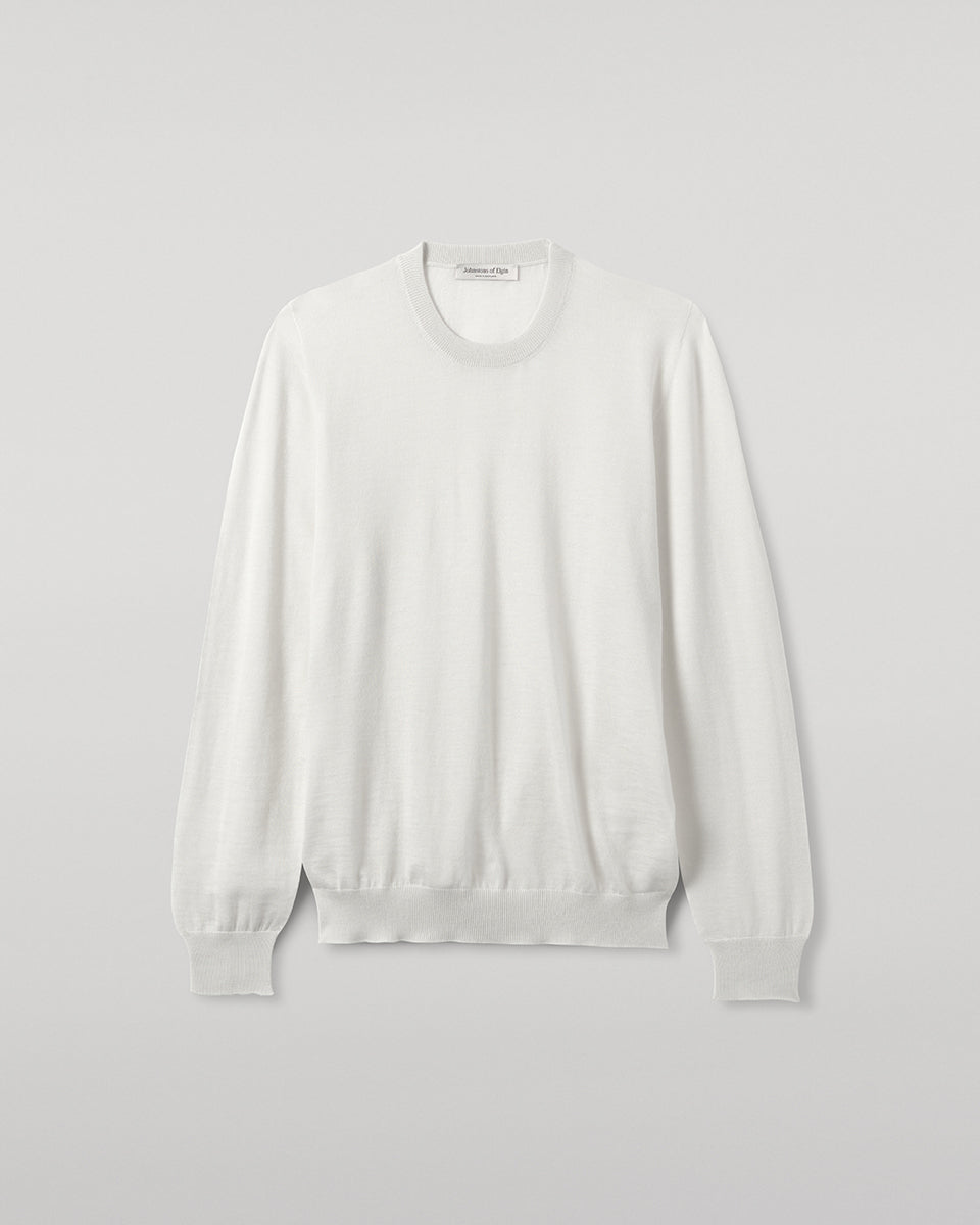 Johnstons of Elgin - Superfine Cashmere White Round Neck Jumper