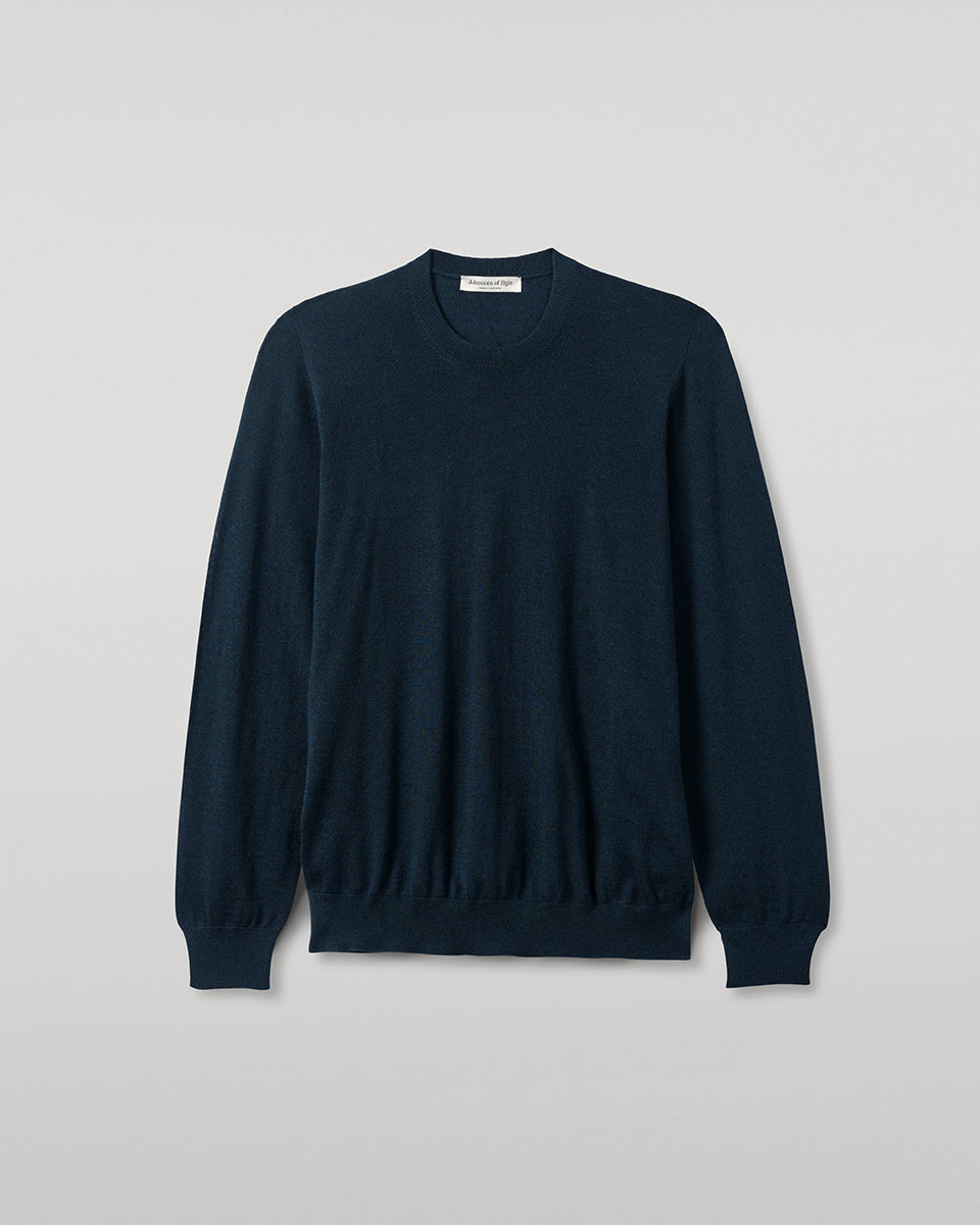 Johnstons of Elgin - Superfine Cashmere Bottle Green Round Neck Jumper