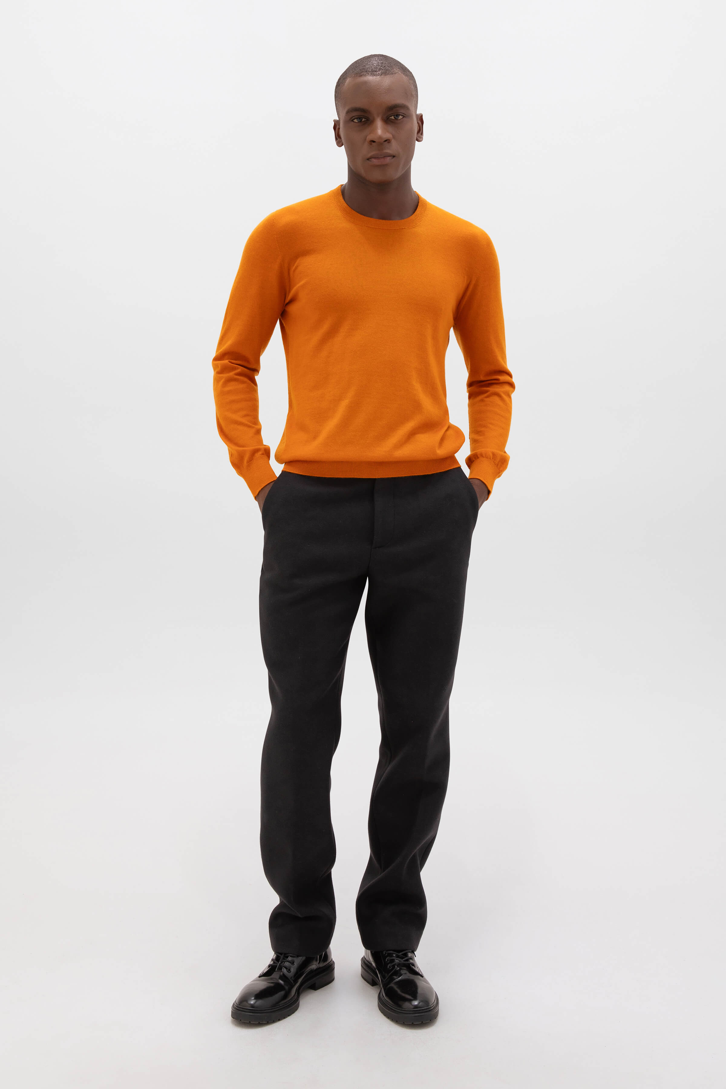 Johnstons of Elgin - Superfine Cashmere Orange Round Neck Jumper