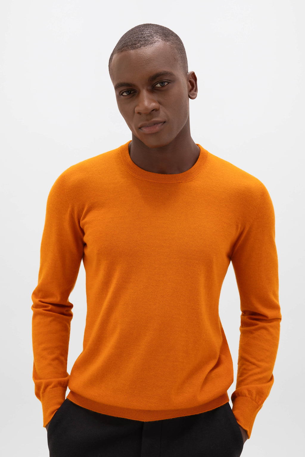 Johnstons of Elgin - Superfine Cashmere Orange Round Neck Jumper