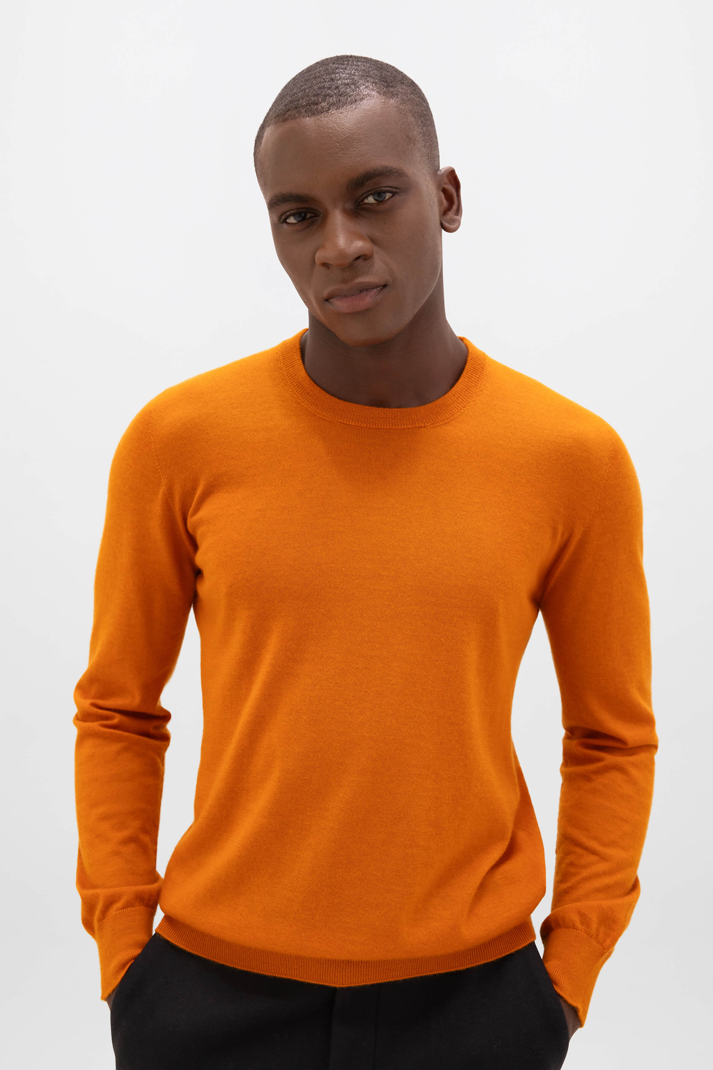 Johnstons of Elgin - Superfine Cashmere Orange Round Neck Jumper