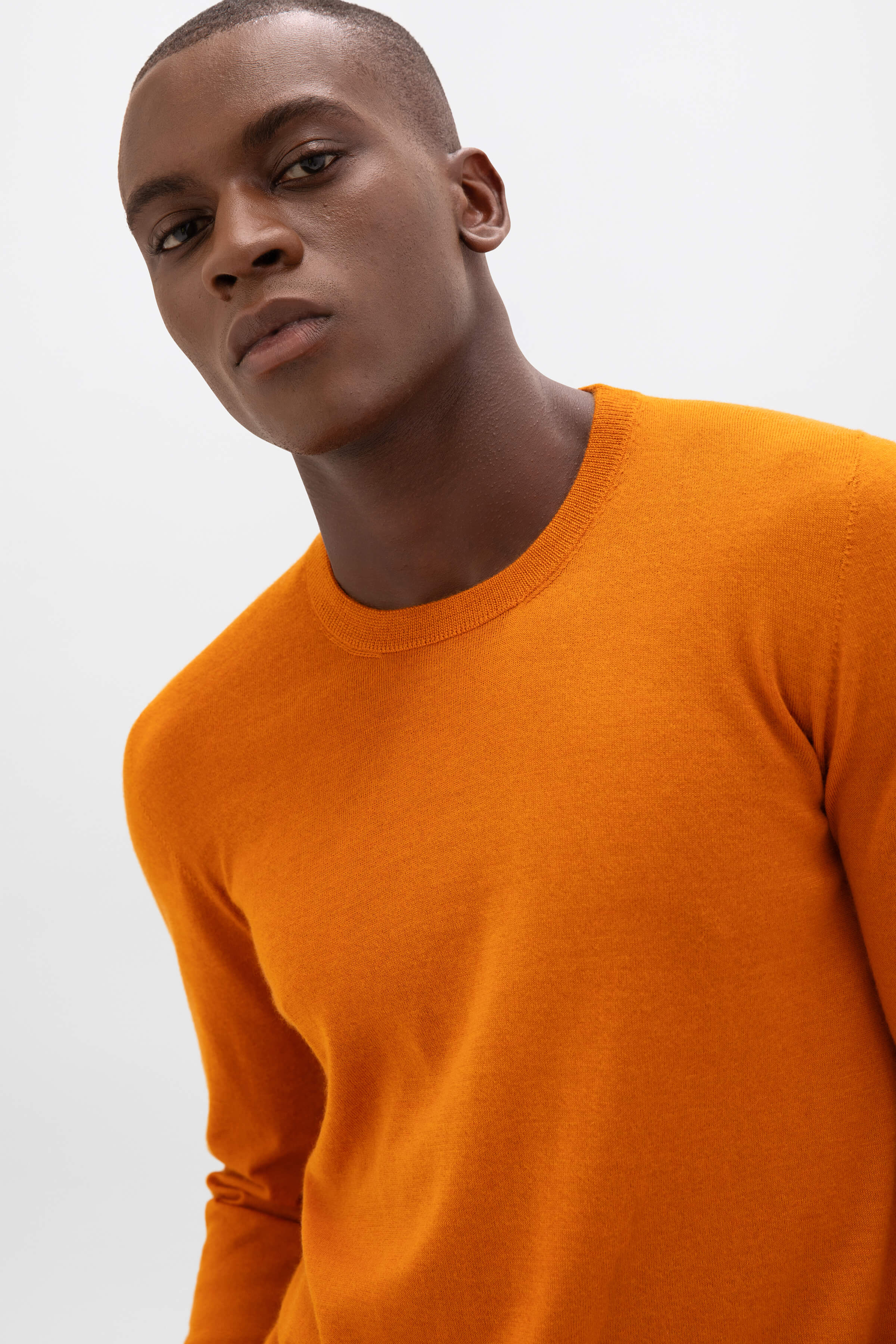 Johnstons of Elgin - Superfine Cashmere Orange Round Neck Jumper