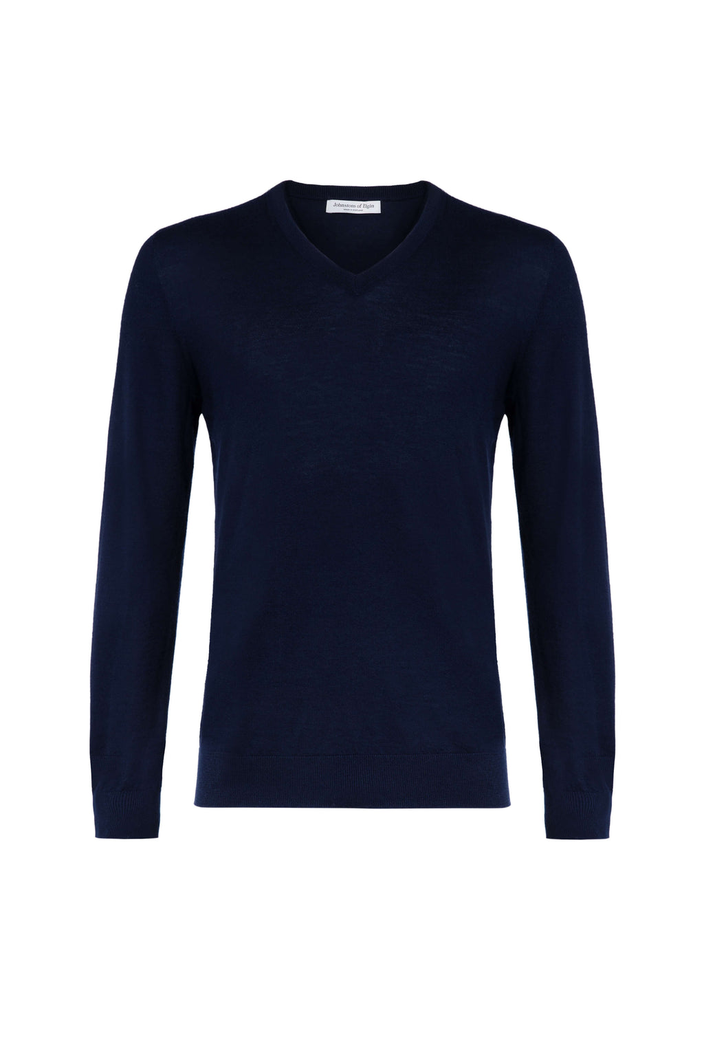 Johnstons of Elgin - Superfine Cashmere Navy V Neck Jumper