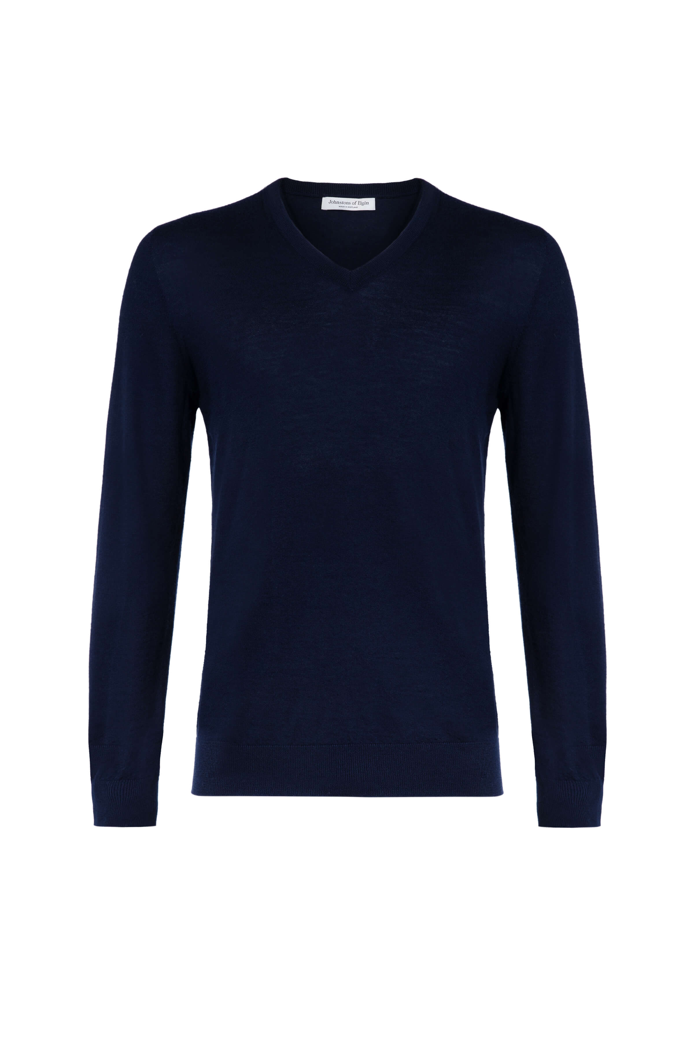 Johnstons of Elgin - Superfine Cashmere Navy V Neck Jumper