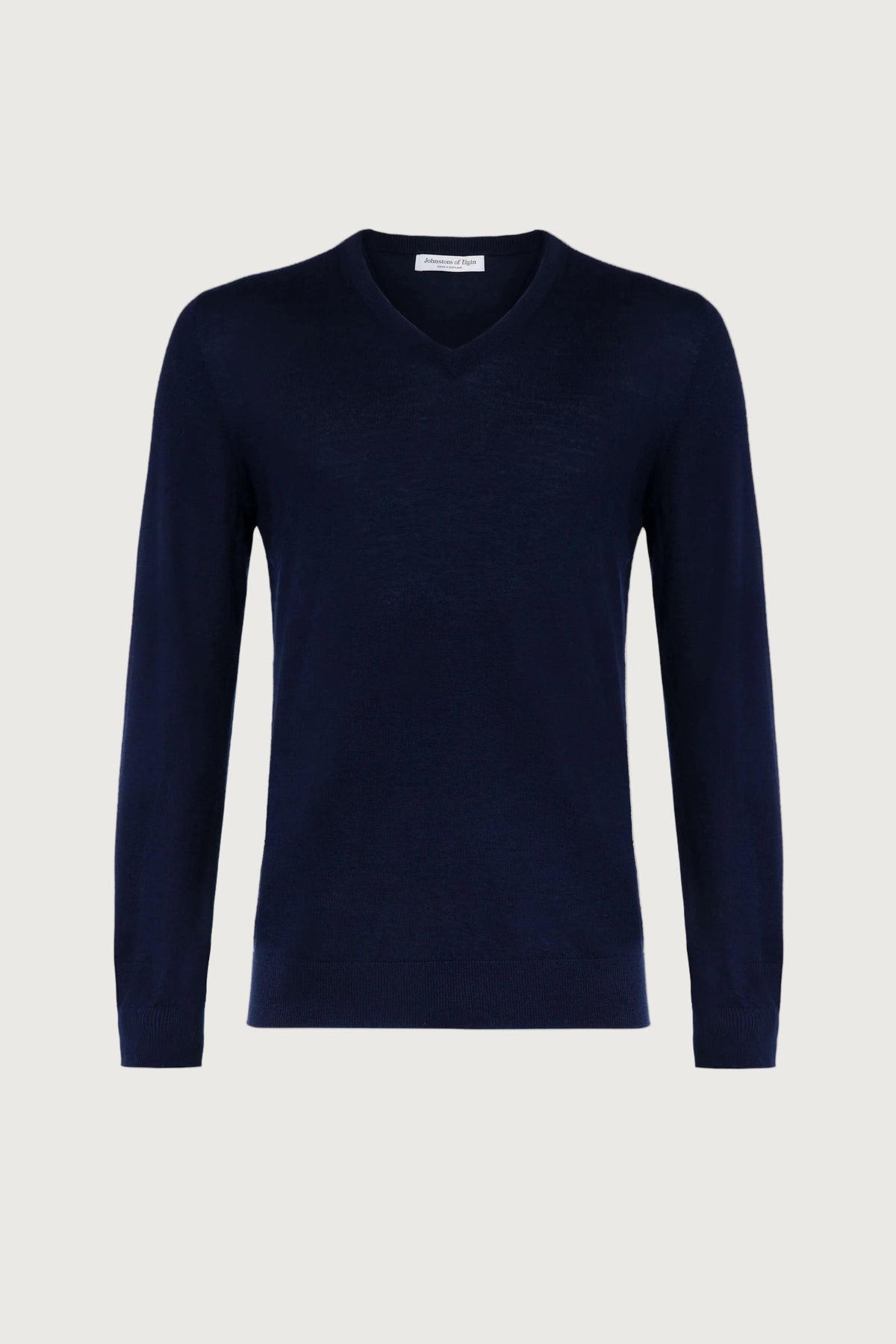 Johnstons of Elgin - Navy Superfine Cashmere V Neck Jumper