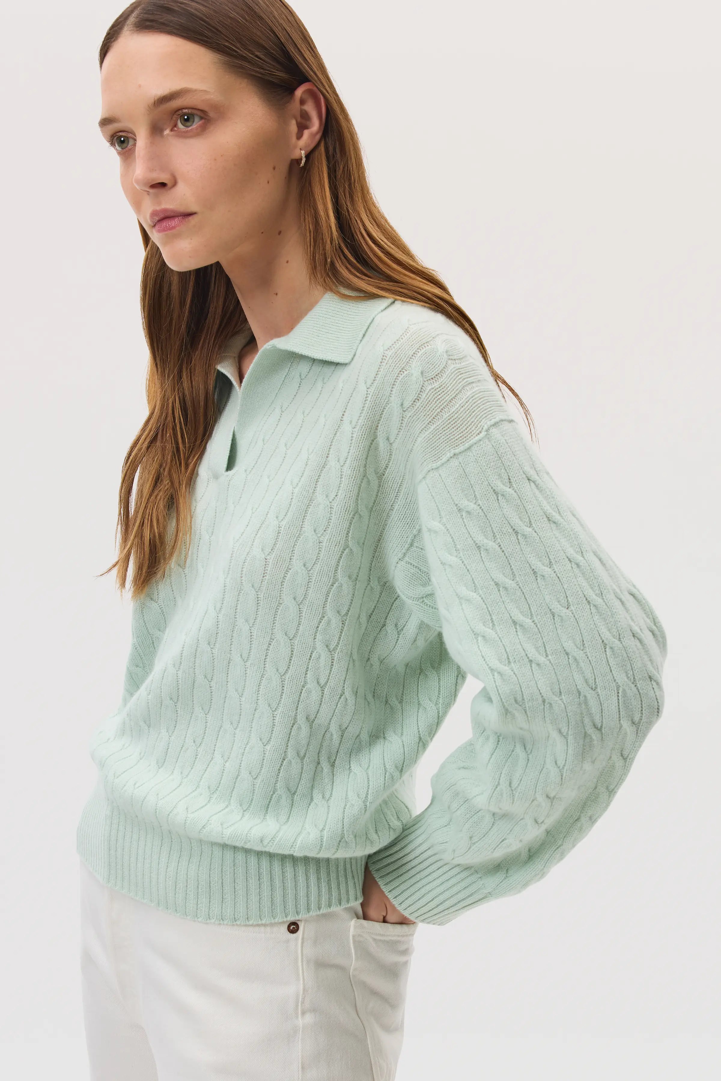 Johnstons of Elgin - Cropped Cable Cashmere Jumper