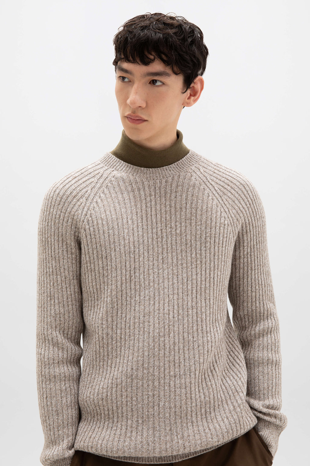 Johnstons of Elgin - Ribbed Cashmere Light Brown Jumper