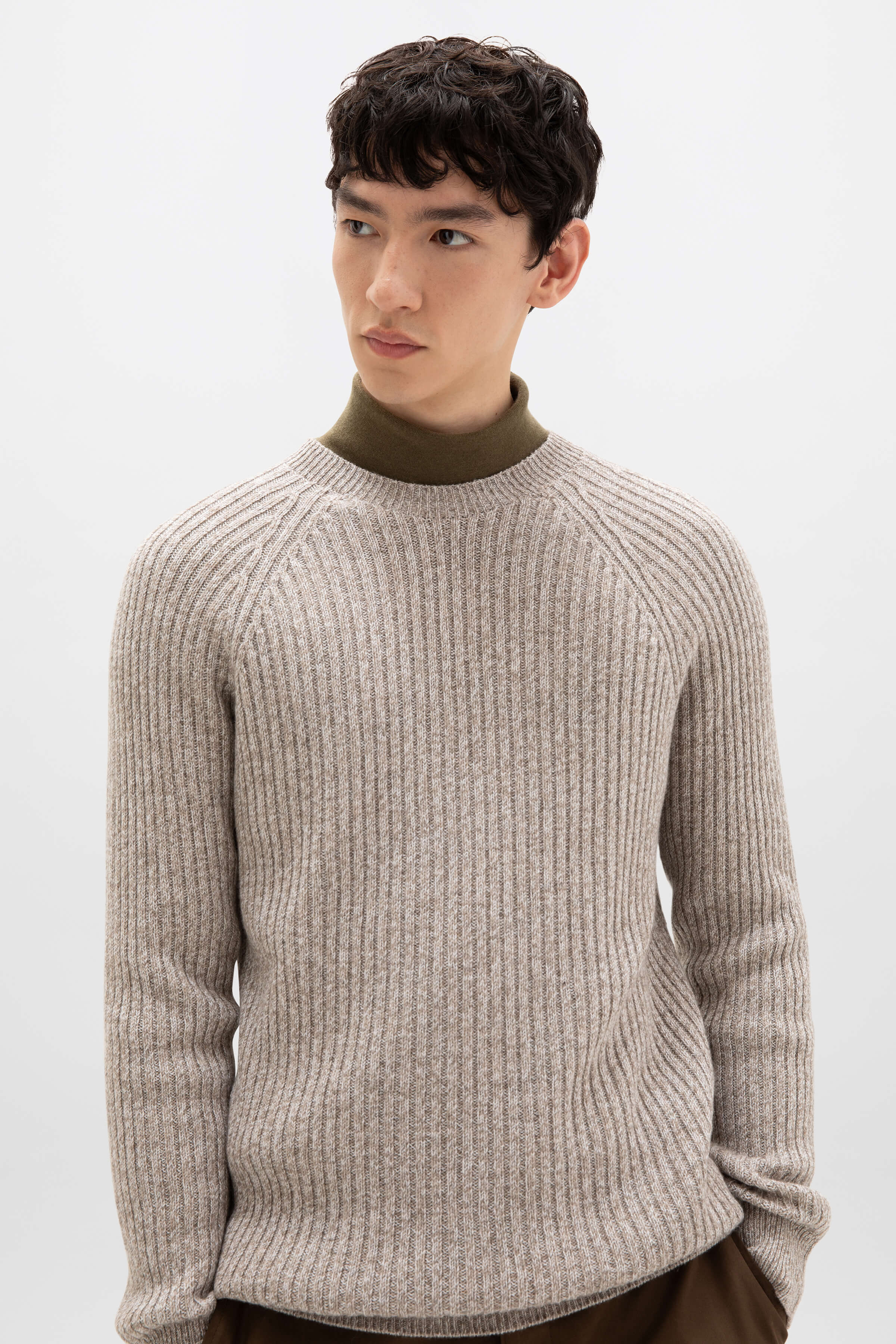 Johnstons of Elgin - Ribbed Cashmere Light Brown Jumper