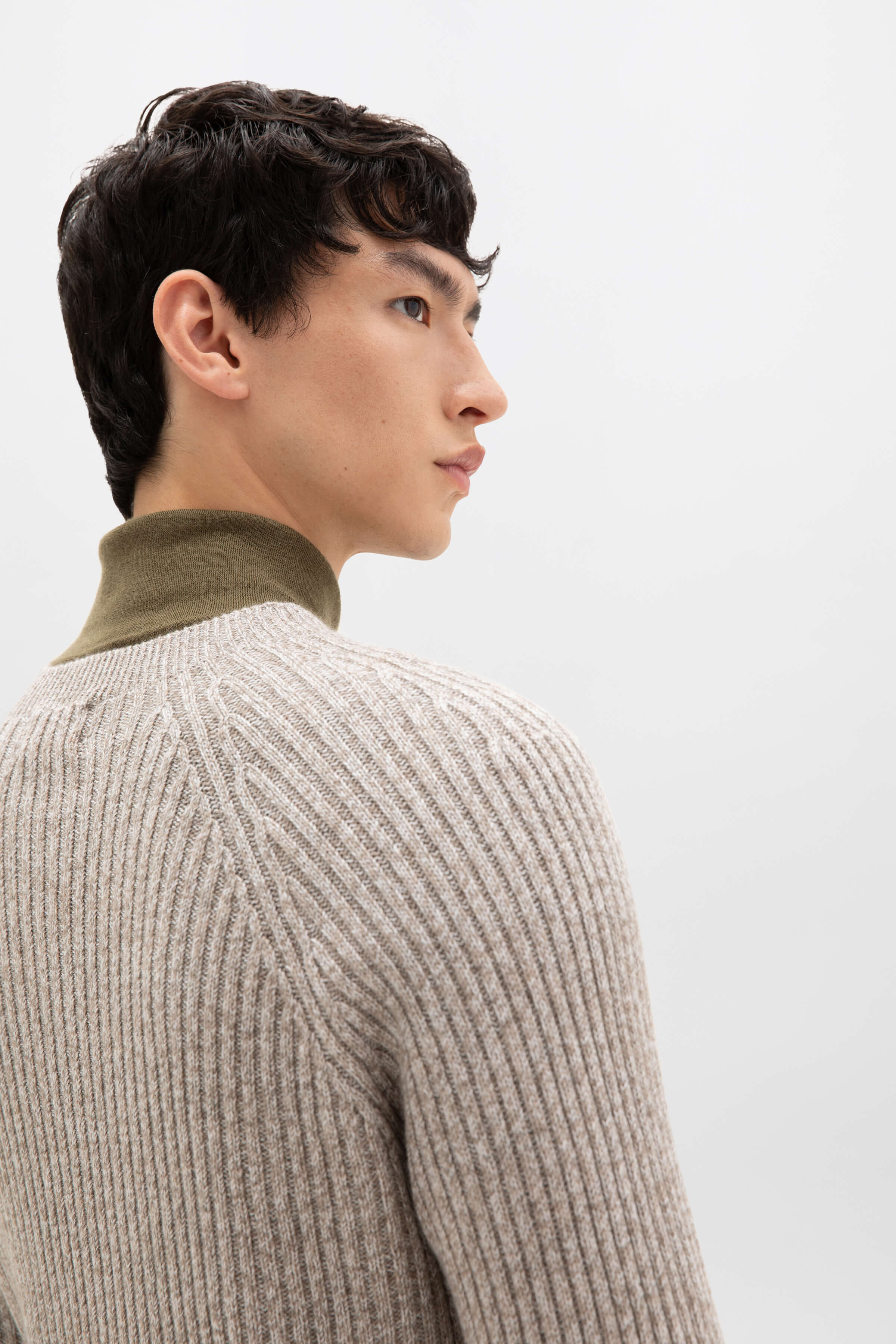 Johnstons of Elgin - Ribbed Cashmere Light Brown Jumper