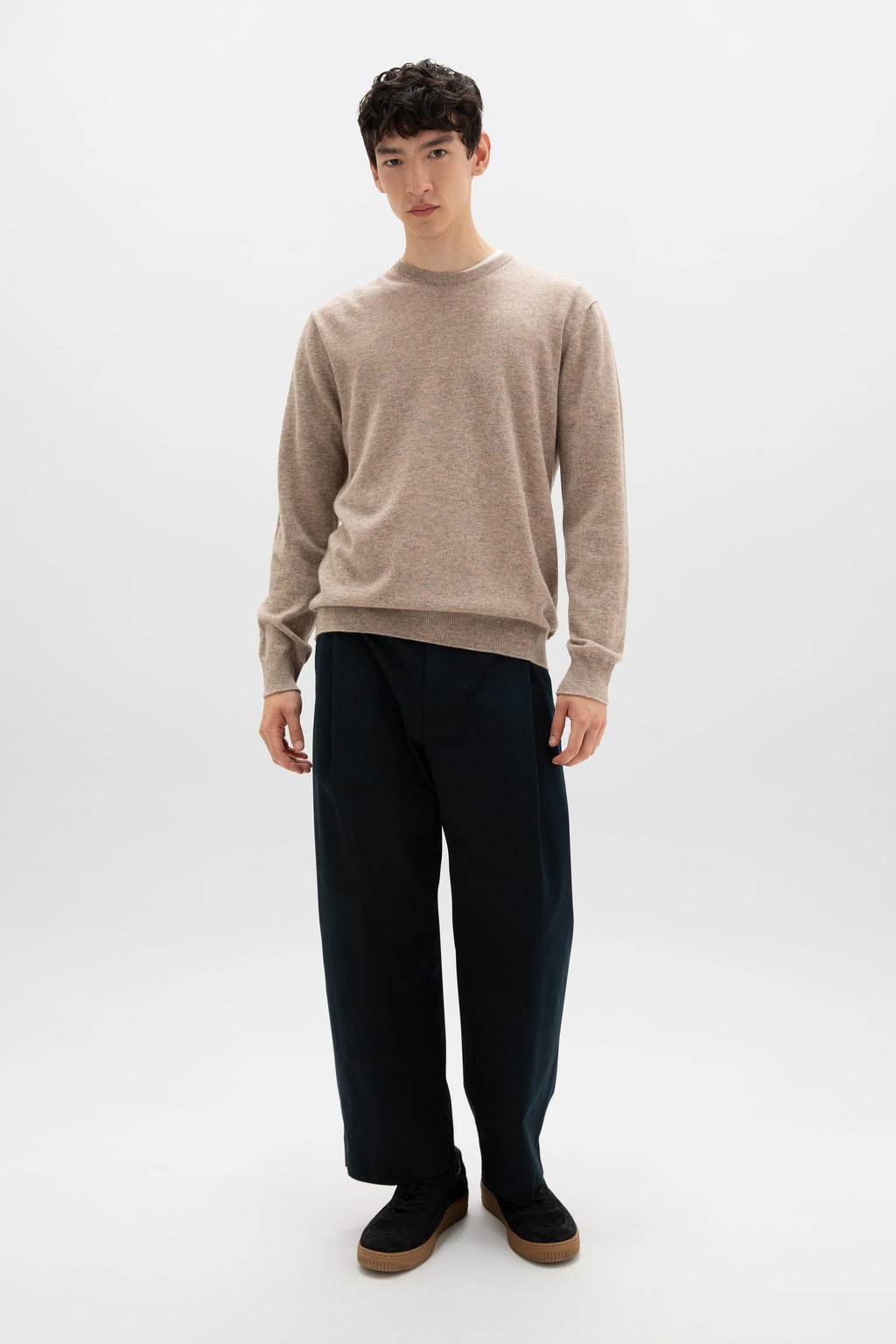Johnstons of Elgin - Classic Light Brown Cashmere Round Neck Jumper