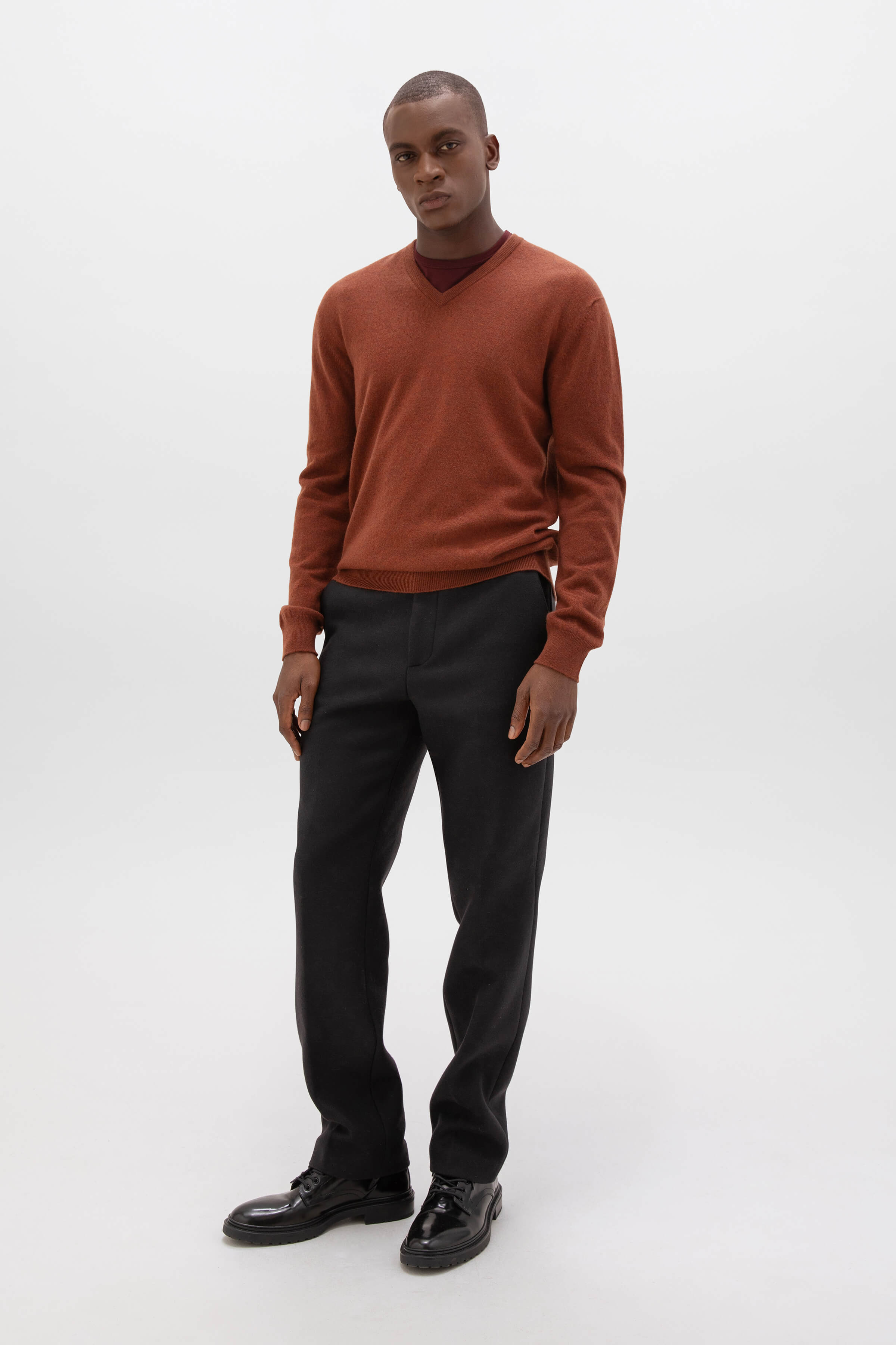 Johnstons of Elgin - Cashmere V Neck Red Jumper