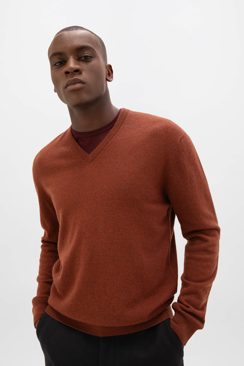 Johnstons of Elgin - Cashmere V Neck Red Jumper