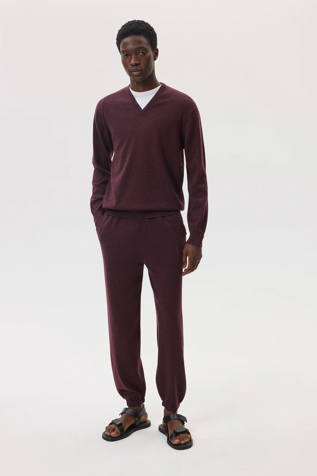 Johnstons of Elgin - Deep Red Cashmere V Neck Jumper