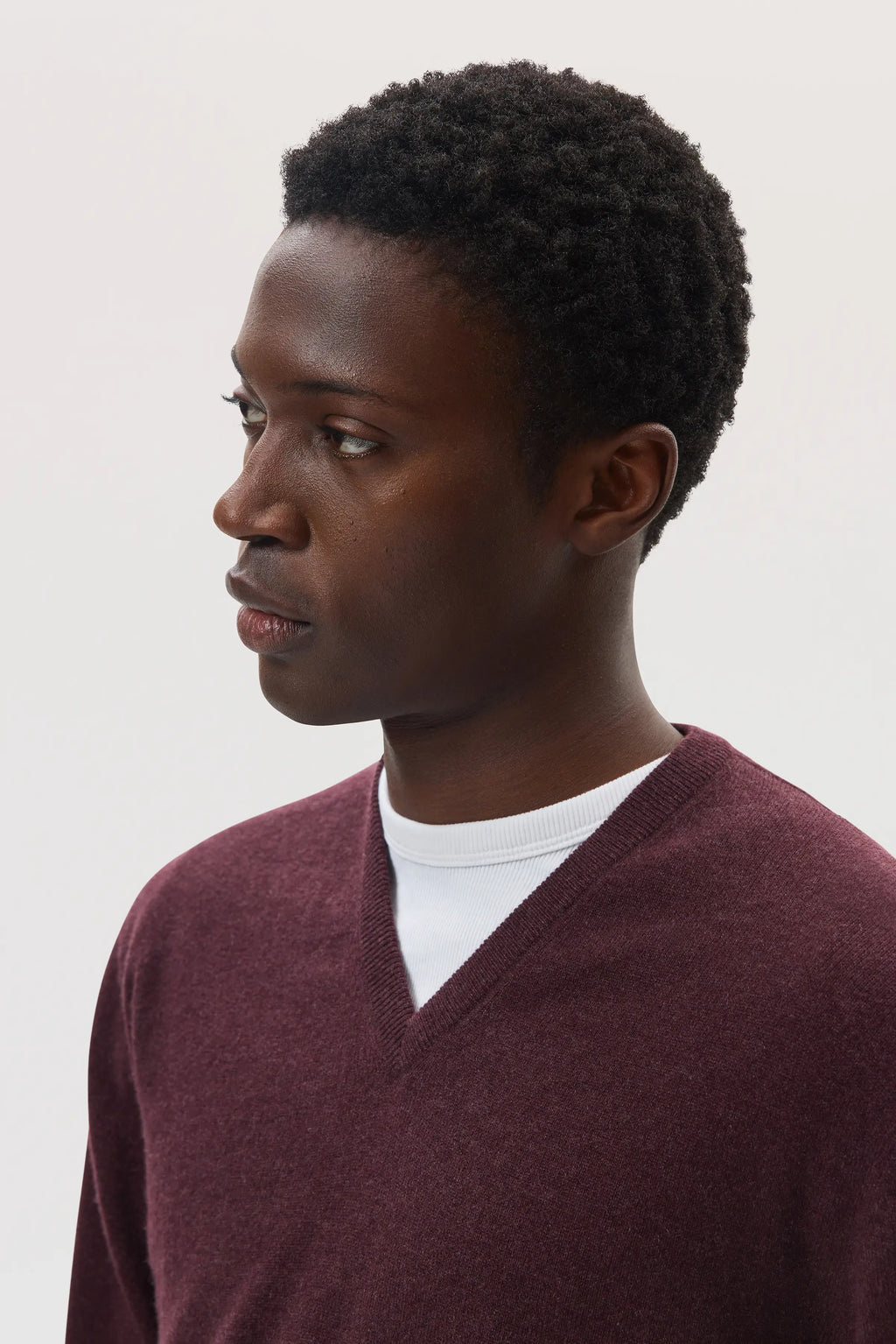 Johnstons of Elgin - Deep Red Cashmere V Neck Jumper