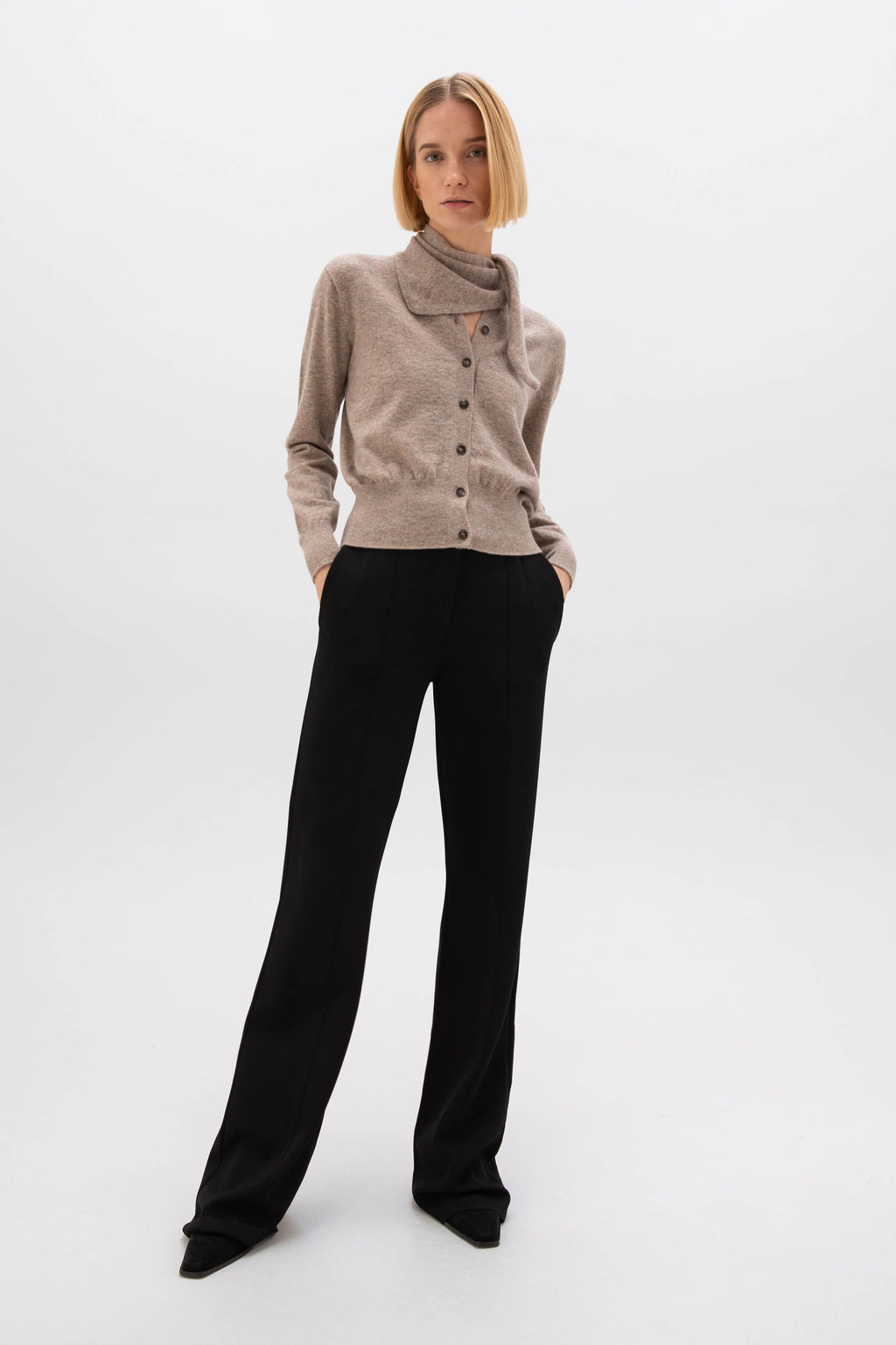 Johnstons of Elgin - Classic Light Brown Cashmere Cardigan
