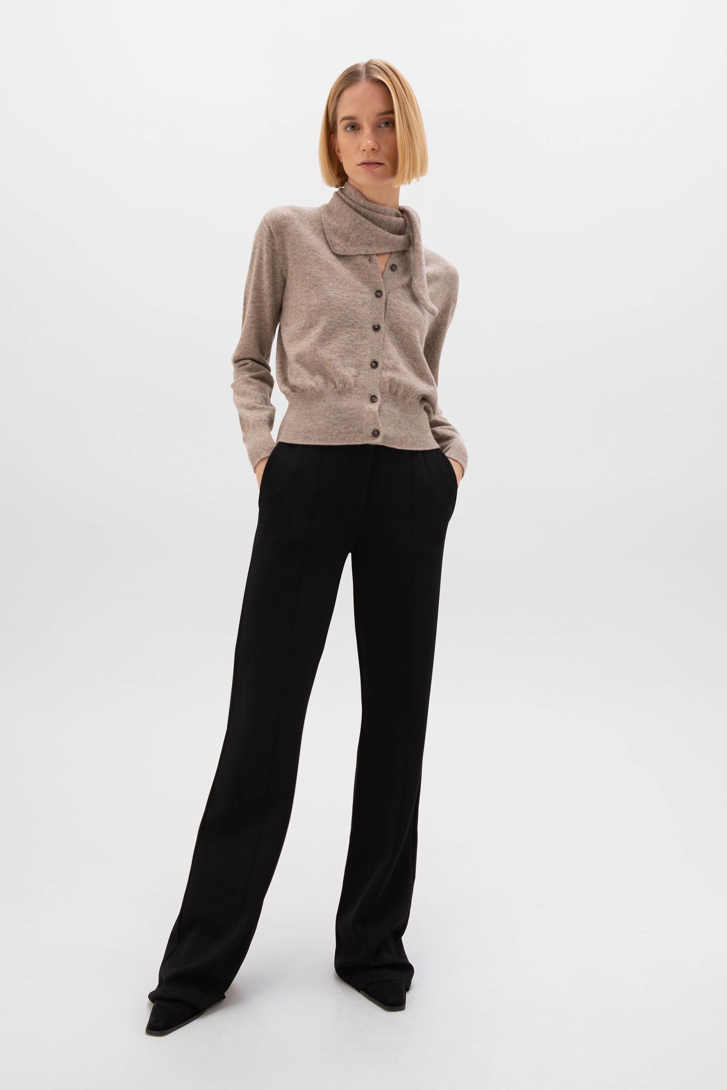 Johnstons of Elgin - Classic Light Brown Cashmere Cardigan