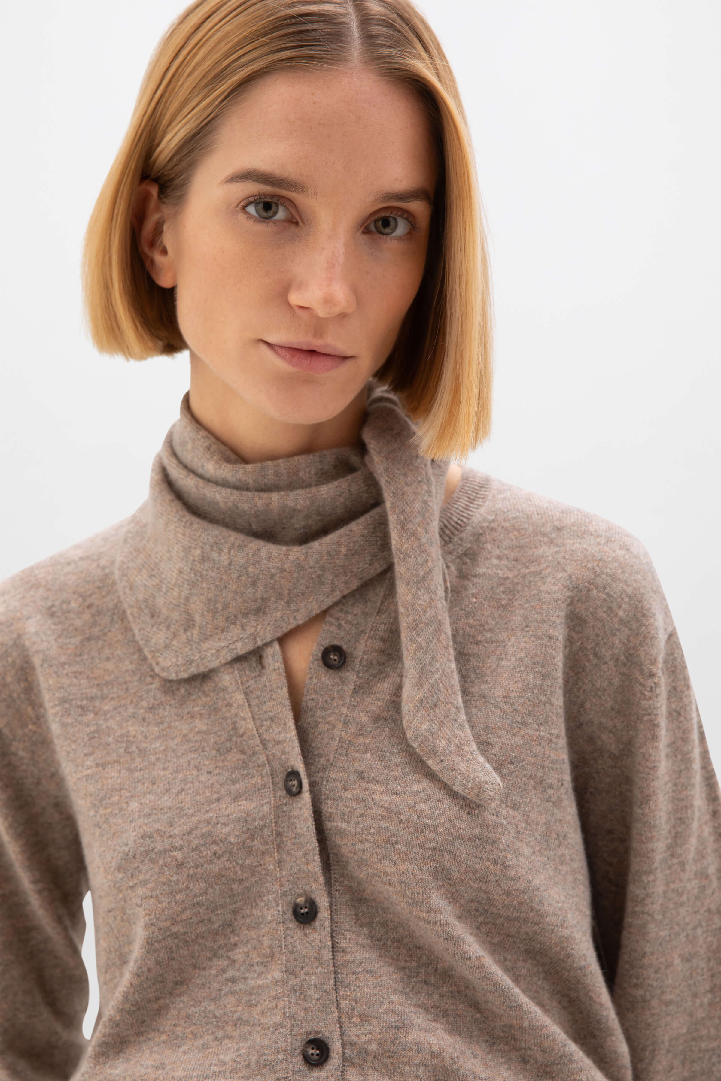 Johnstons of Elgin - Classic Light Brown Cashmere Cardigan