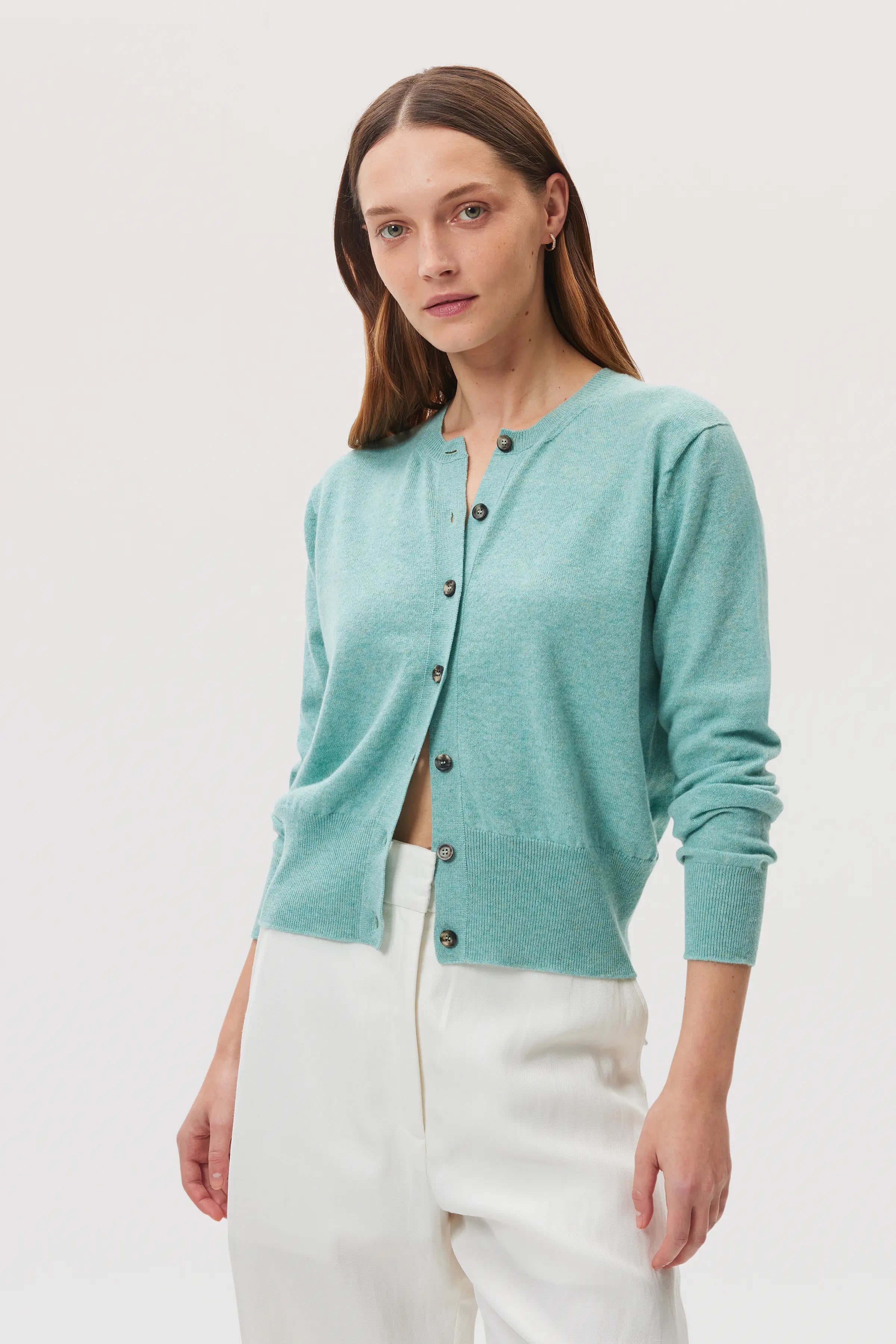 Johnstons of Elgin - Classic Green Cashmere Cardigan