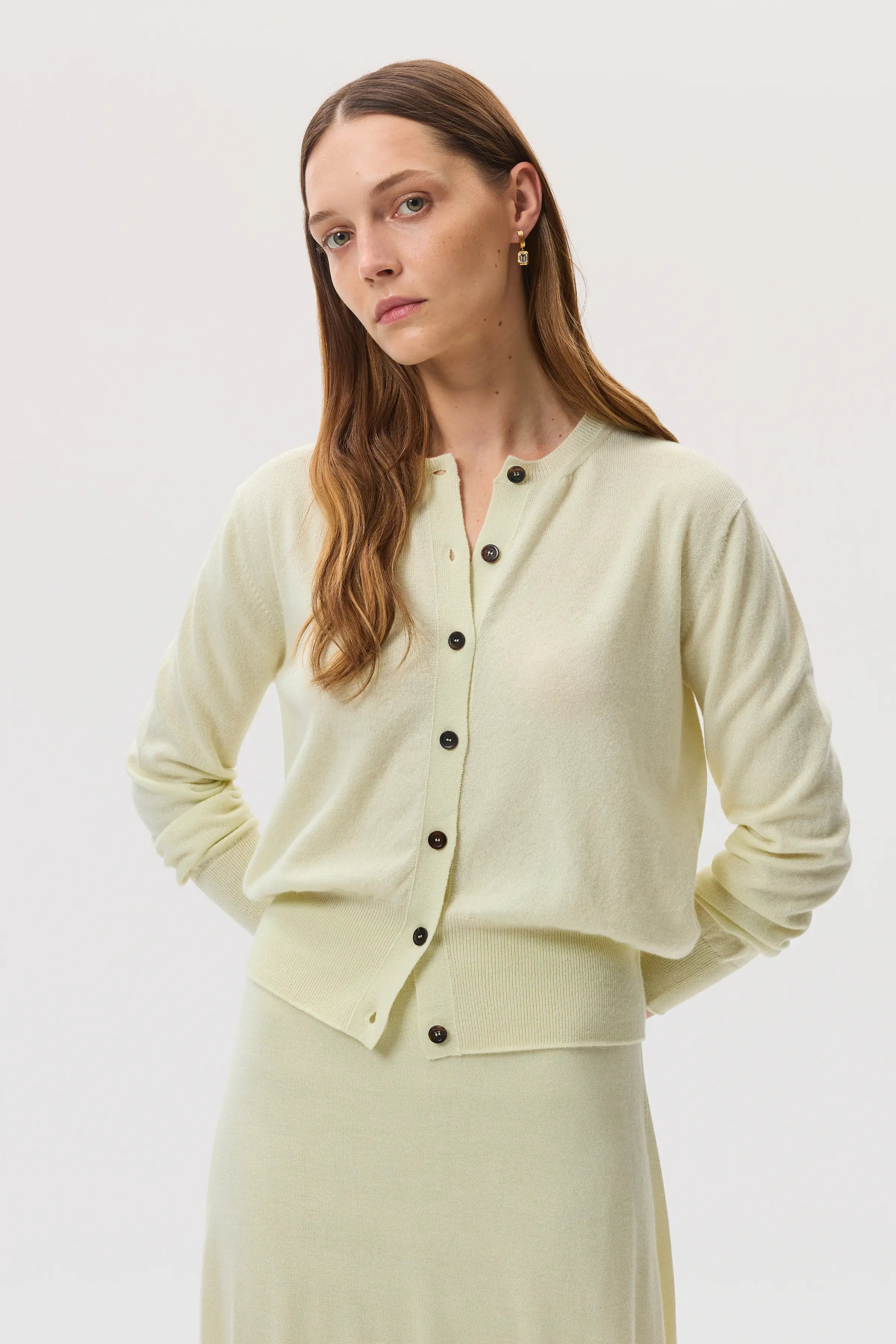 Johnstons of Elgin - Classic Light Yellow Cashmere Cardigan